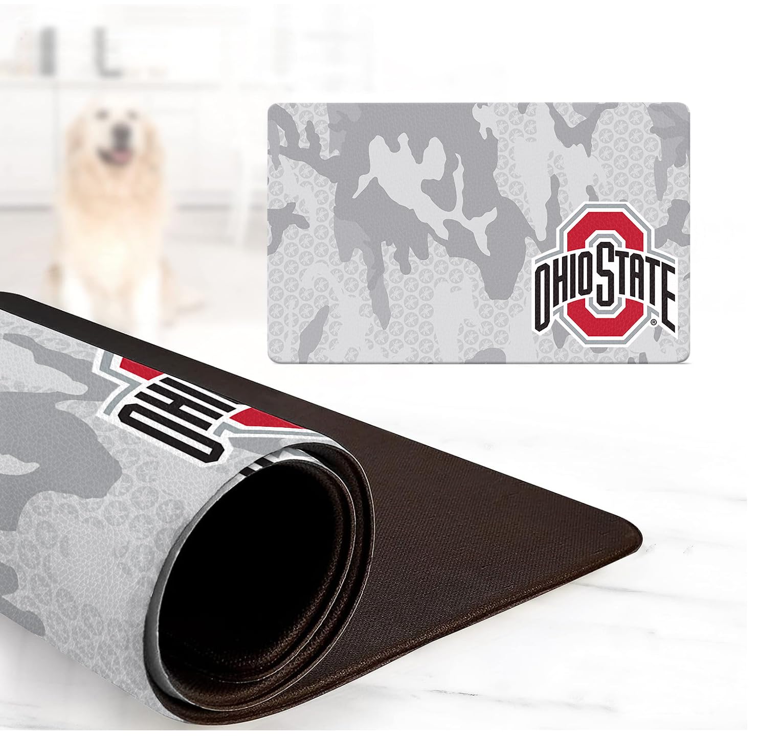 Ohio State Buckeyes Food and Water Placemat for Dogs and Cats | 16" x 28" | Non-Slip | Water-Proof