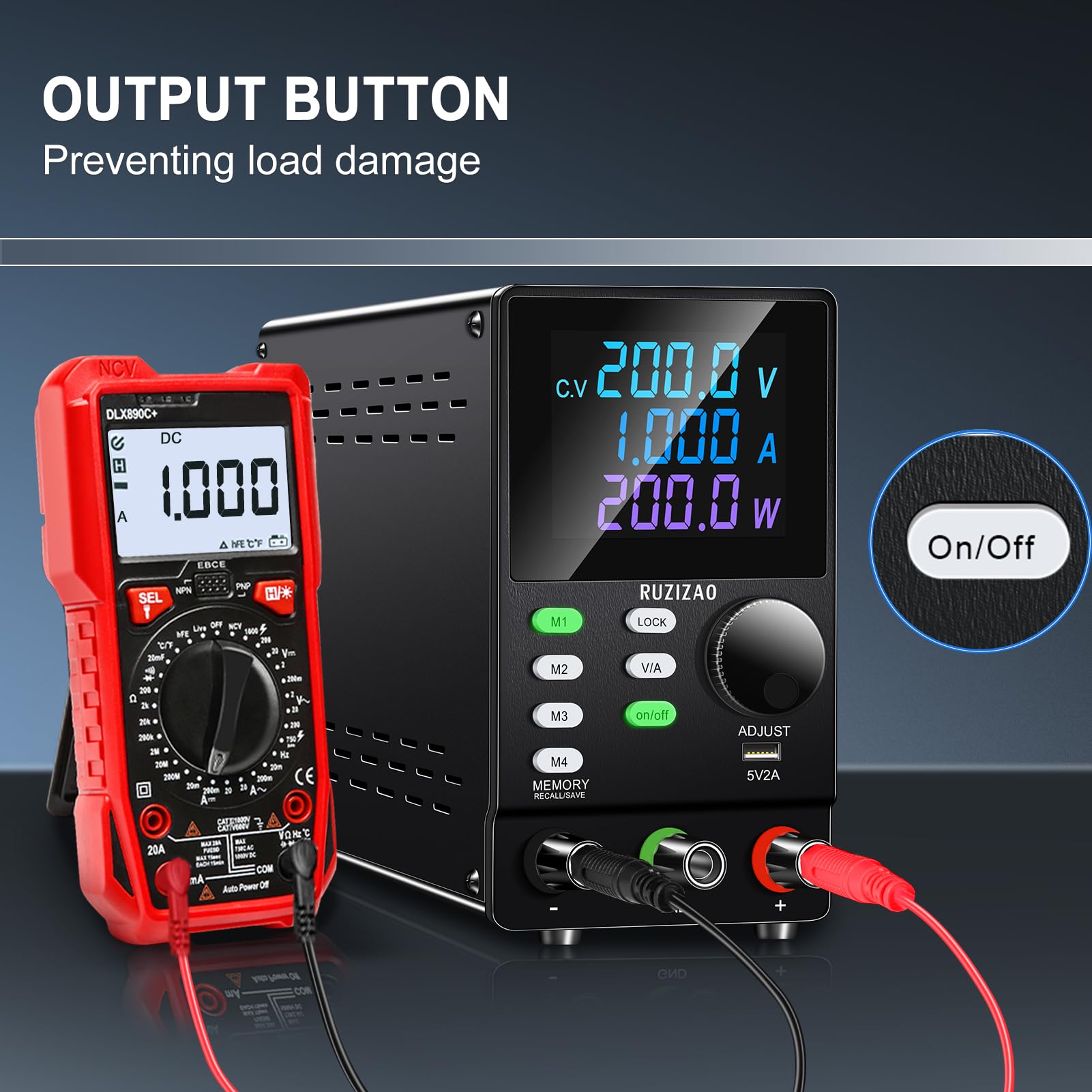Alimentation Laboratoire 200V 1A Alimentation de Laboratoire Programmable et Régulée à Haute Tension avec Logiciel PC, Bouton Encodeur, Mémoire, Interrupteur de Sortie, Bouton de Verrouillage