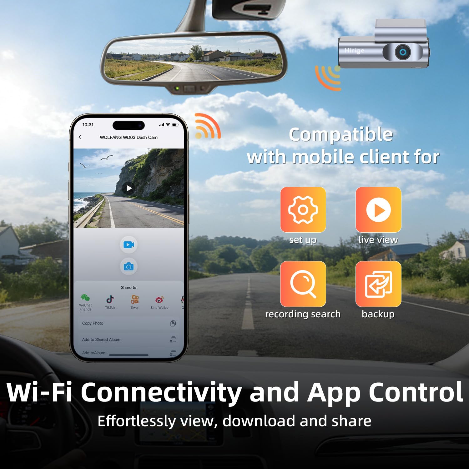 M4 Dashcam 4K Front 123° WiFi App Control Nachtsicht G-Sensor Loop Recording