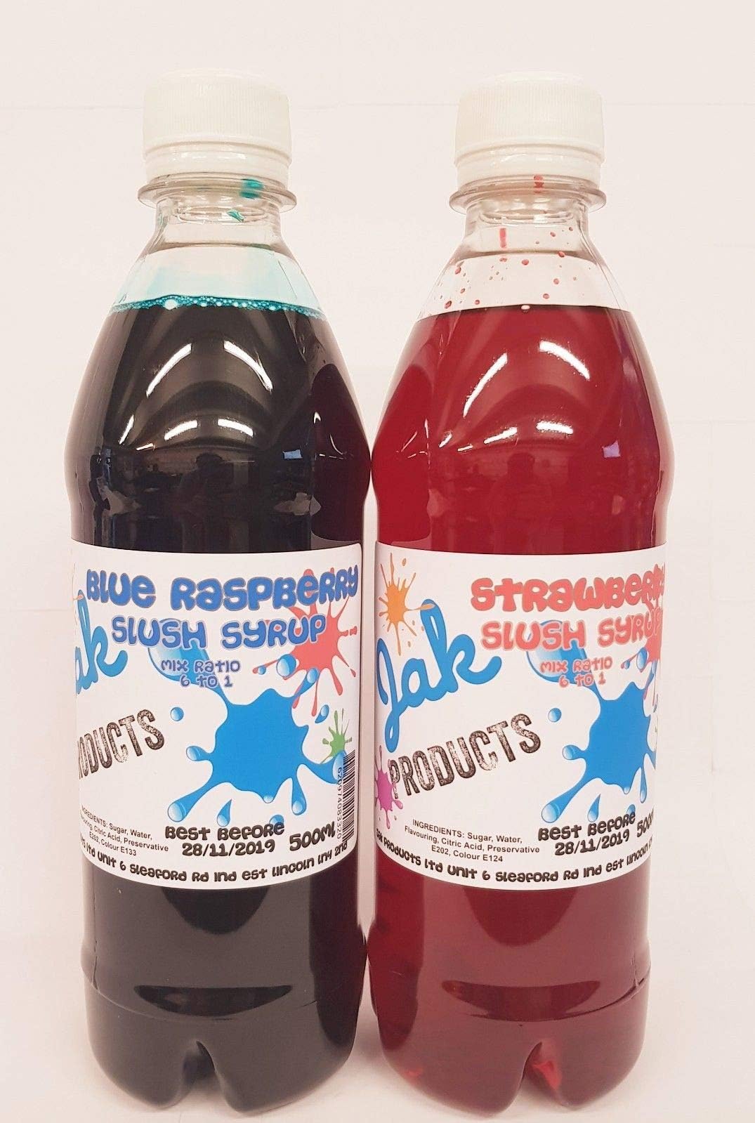 2 X 500ml Bottles of Blue Raspberry & Strawberry Slush Syrup - Snow cone Syrup - Cocktail Syrup