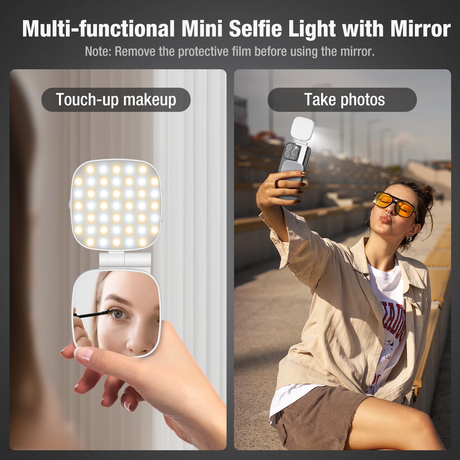 PGYTECH MagGlow Magnetisch Invullicht voor Mobiele Telefoon, MagSafe Selfie Licht, Draagbaar Magnetisch LED-Ringlicht met Koud/Zacht/Warm Licht, voor Selfies/Fotografie/Video (Zwart