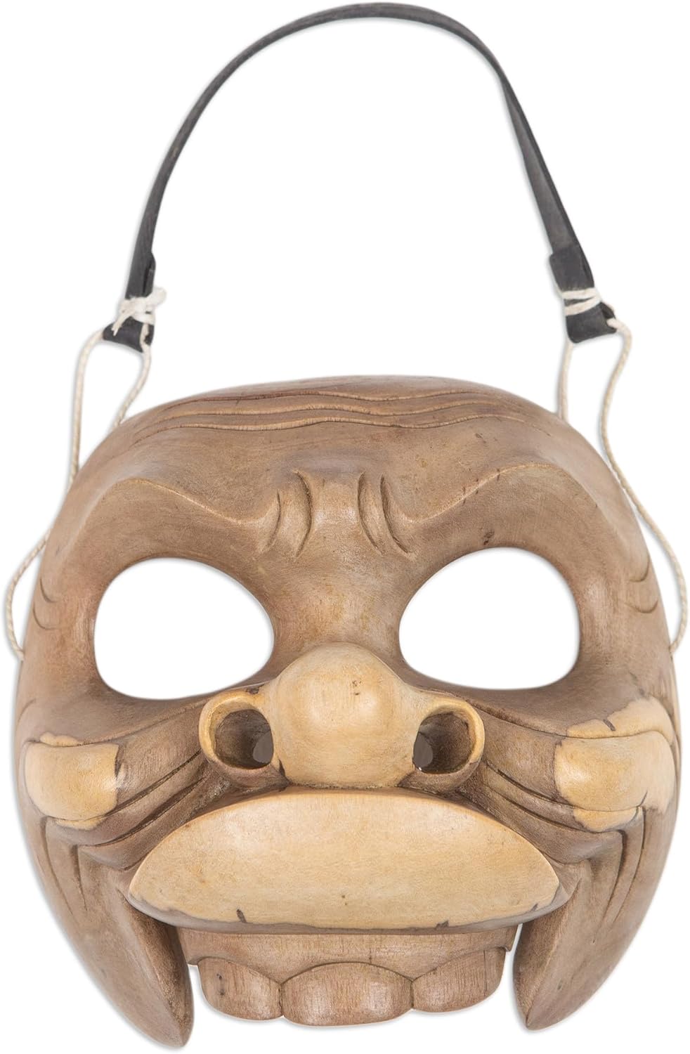 NOVICA Decorative Wood Mask, Beige 'Classic Comic'