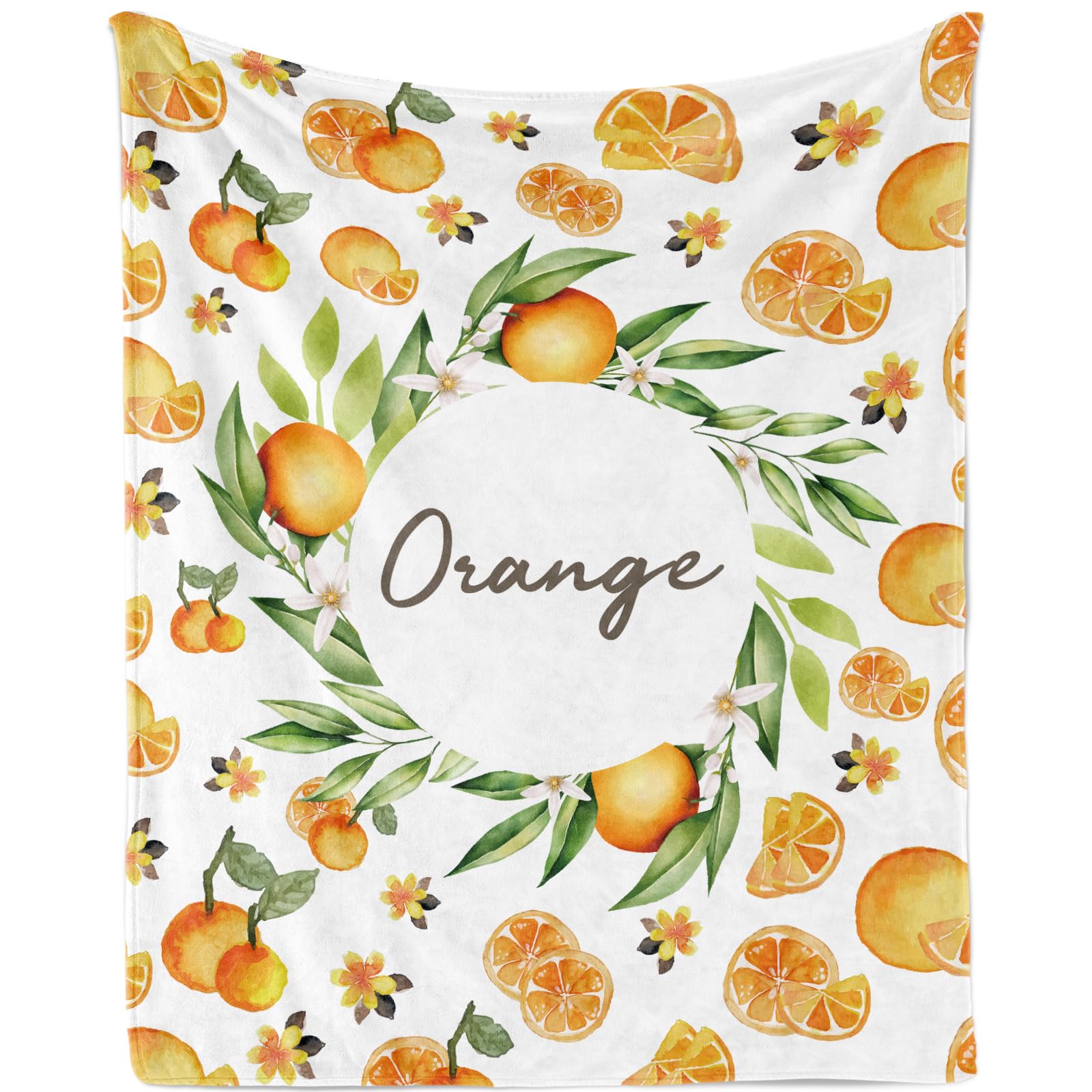 TUTUXMA Orange Fruit Throw Blanket, Soft Cozy Floral Orange Blanket for Girls 130x150cm