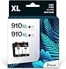 910XL Black Ink Cartridges Replacement for HP 910 XL Compatible with HP OfficeJet Pro 8035e 8025 8028 8035 Work with OfficeJet 8015e 8020 8022e 2-Pack Black