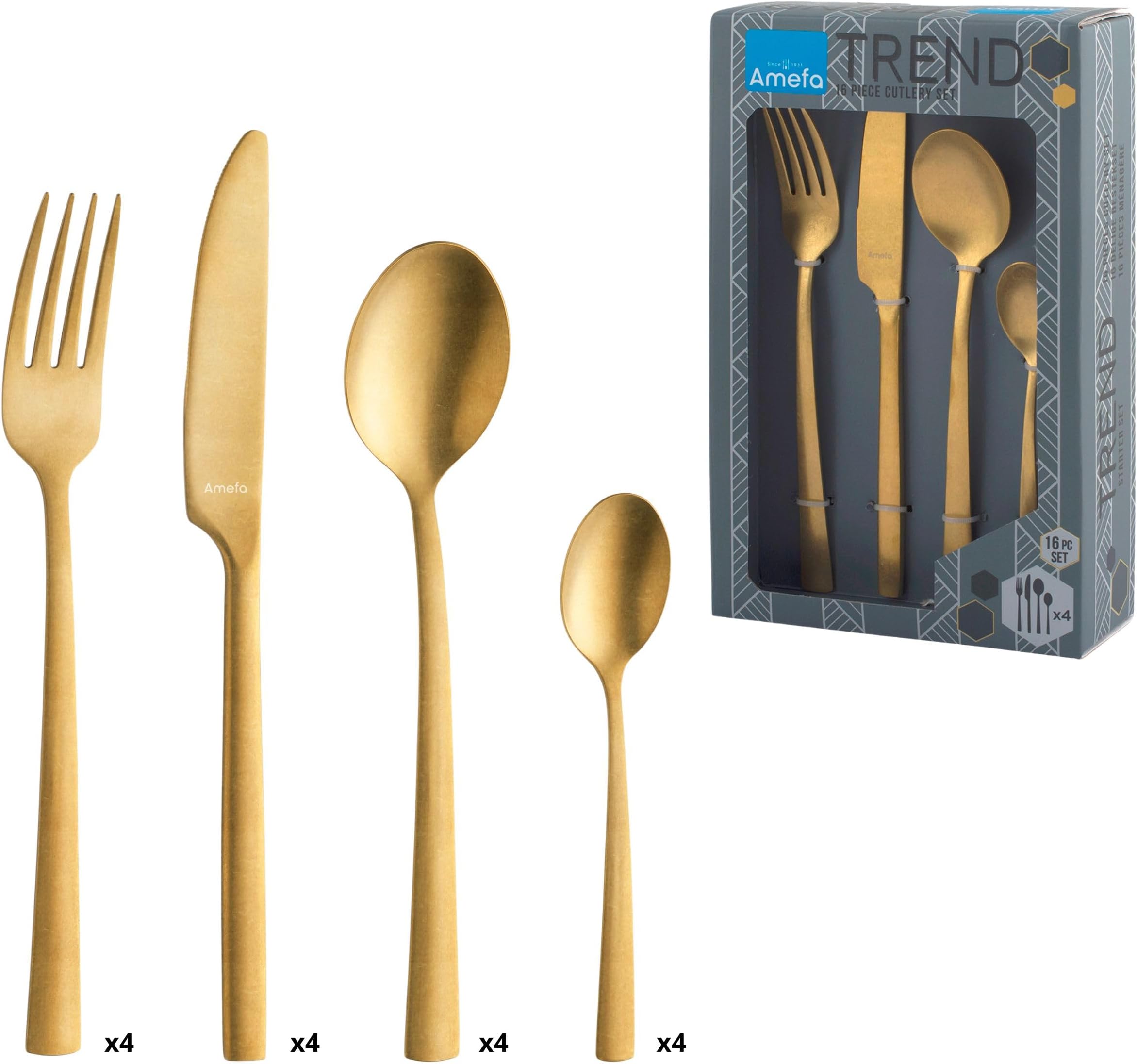 Manille Cutlery Set, Stainless Steel, Gold, 15,3 x 6,2 x 25 cm