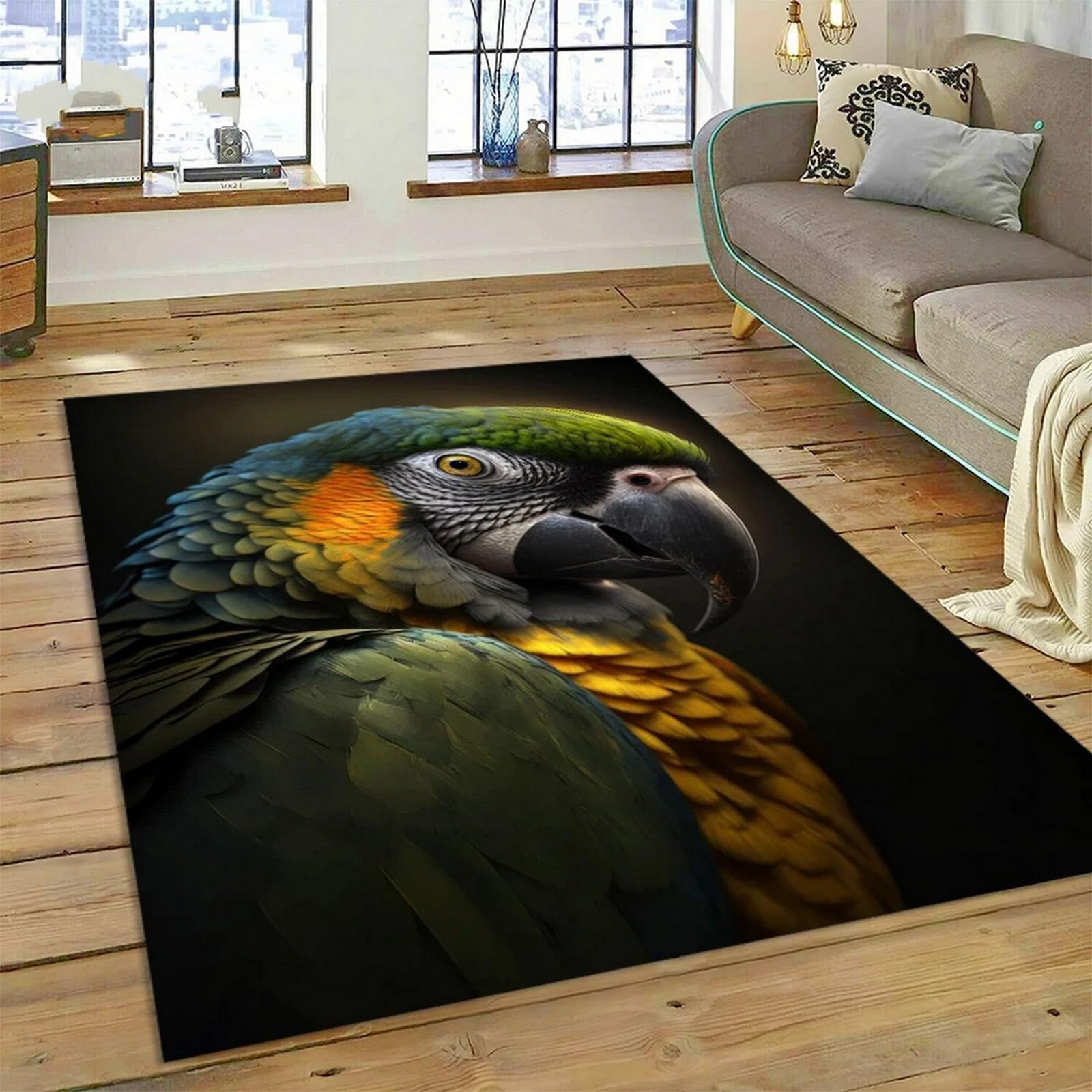 Tapis de chambre imprimé oiseaux idéal pour décorer un balcon ou une cuisine