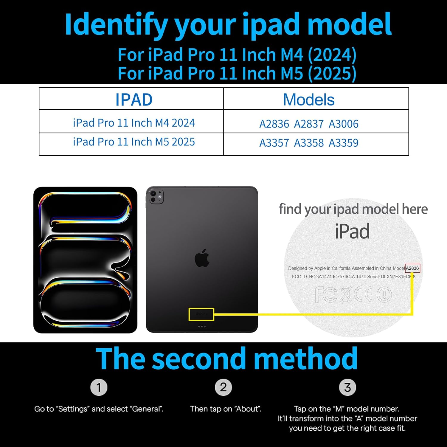 Genuine Leather Case for iPad Pro 11 inch Case (M5) 2025 / (M4) 2024 | Slim Protective Cover with Adjustable Stand, Auto Wake/Sleep, Premium Leather | Black