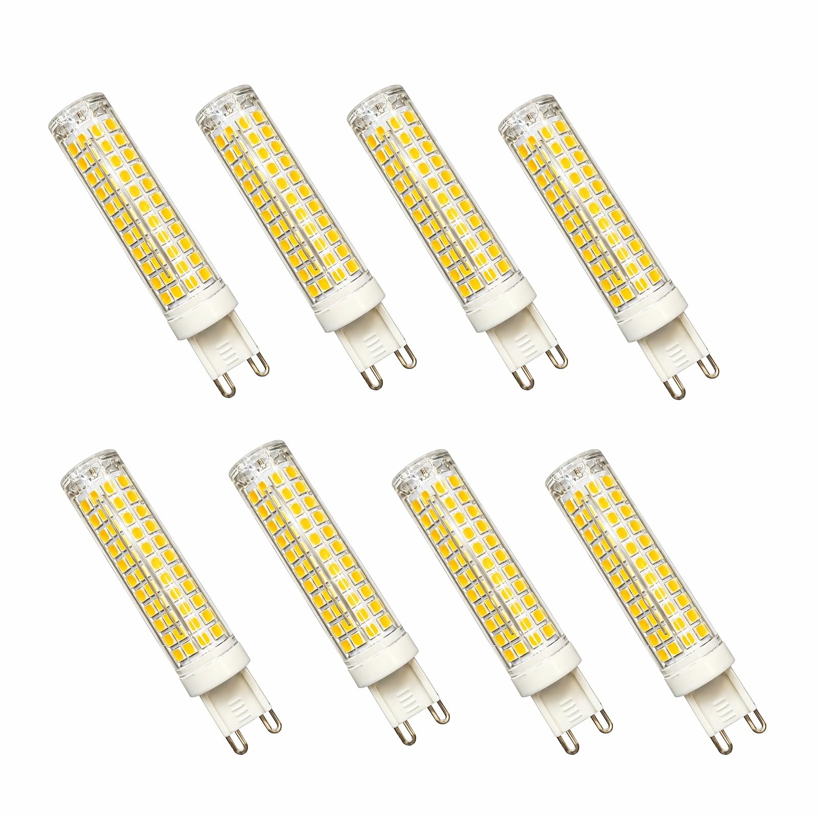 Bombilla LED G9 Regulable 15W, Luz Cálida 3000K, Equivalente a 120W Halógena, 1500LM, 220V, Ahorro de Energía, CRI≥80, Para Araña y Colgante(8 Pack)