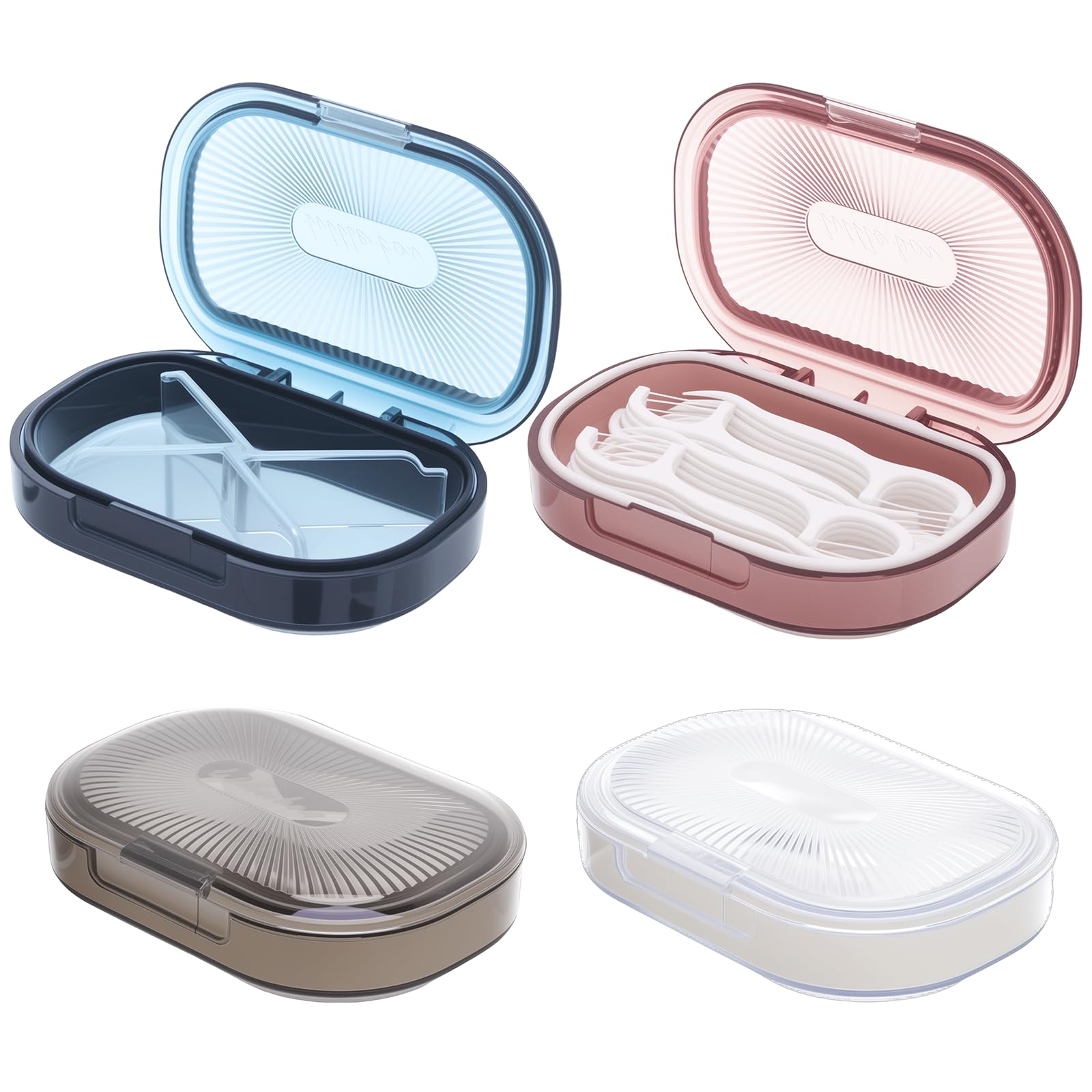 4 Pcs Qtip Holder Hair Tie organizer Small Container Portable Travel Qtips Case Cotton Swab Holder Flosser Dispenser