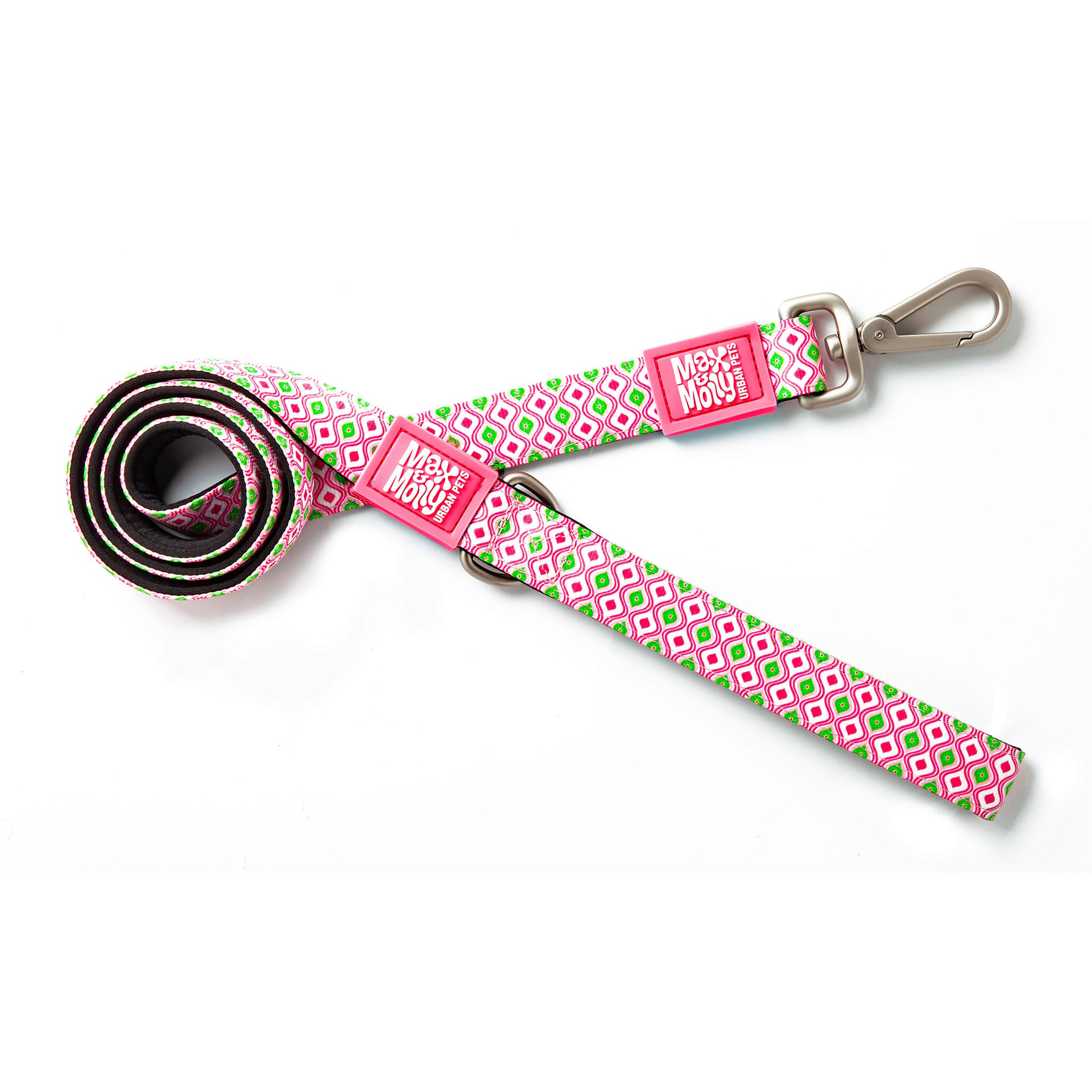Max & Molly Classic Dog Lead, 4FT Neoprene Padded Leash, Waterproof & Machine Washable Leash for Medium & Large Dogs - Retro Pink, L