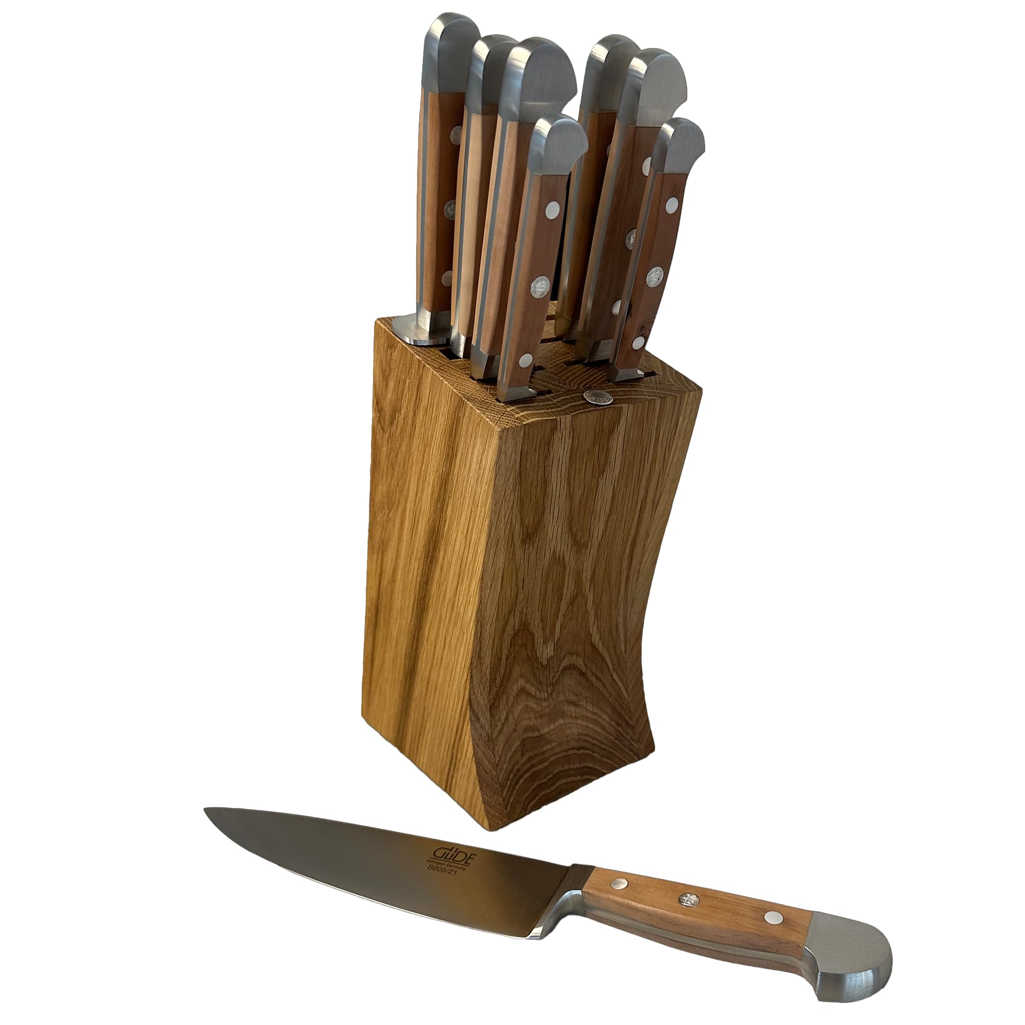 G de Alpha Pear Series 9-Piece Knife Block Set Pear Wood Handle - Made in Solingen Germany Since