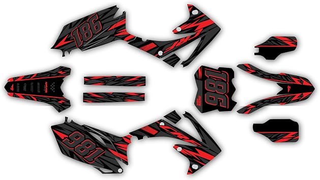 Graphics kit for Honda CRF250R 2010-13 and CRF450R 2009-2012 Twitch Series Red 9 Mil-Dirt Bike Custom Racing Graphics Decals Stickers Kit, no-Plastics