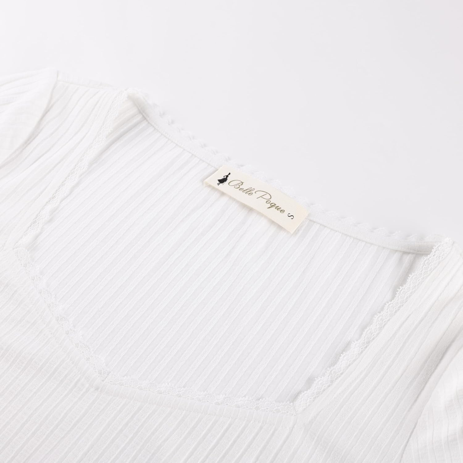Belle Poque Women's Short Sleeve Square Neck Tops Slim Fit Ribbed Knit Basic Tee Tops Spring Summer Casual 2026 - Image 8