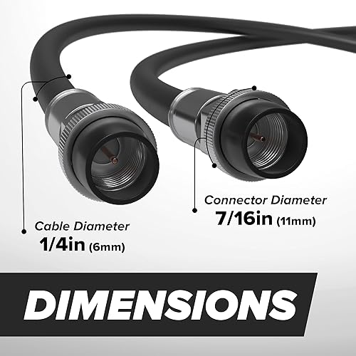 Miniatura 7 de THE CIMPLE CO Cable coaxial, 50 pies, funda de goma resistente a la intemperie, cable de TV interiorexterior, Internet de alta velocidad, doble