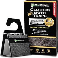 Vista 1 de MaxGuard Clothes Moth Traps (6+2 Free Traps) with Extra Strength Pheromones Non-Toxic Sticky Glue Trap for Closets and Carpet Moths No Mothballs