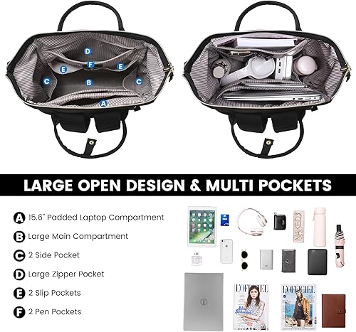 Miniatura 2 de LOVEVOOK Mochila para mujer, mochila para computadora portátil de 15.6 pulgadas para mujeres, mochila para profesores, bolsa de enfermera, mochila