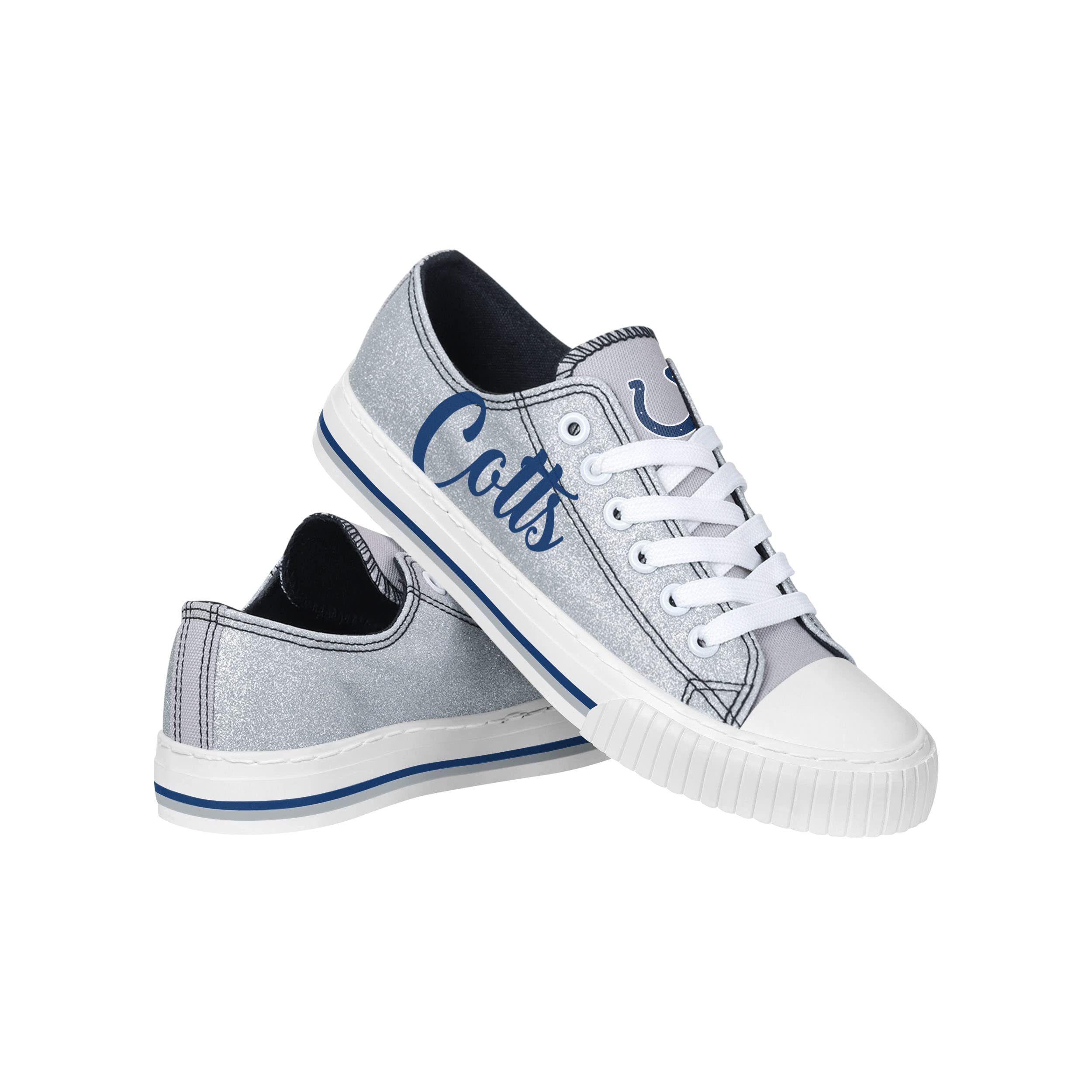 FOCO Womens NFL Team Logo Ladies Fashion Color Glitter Low Top Canvas Sneakers Shoes