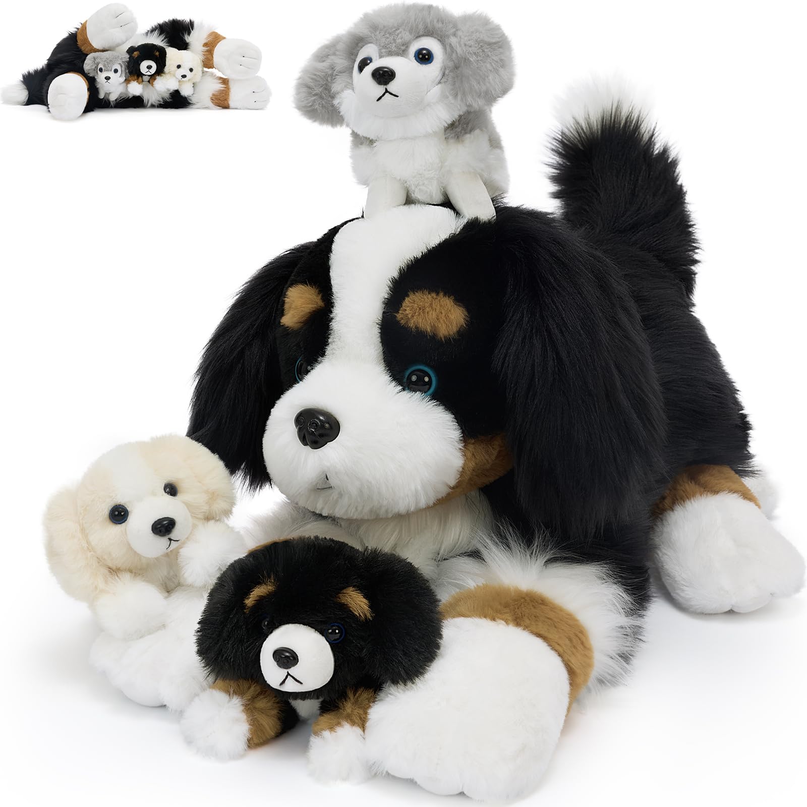 MorisMos Big Fox Teddy Soft Toy, 55cm White Fox Mommy with 3 Cuddly Baby Inside, Large Fluffy Plush Stuffed Animal Gift for Kids Birthday Christmas โ image 1