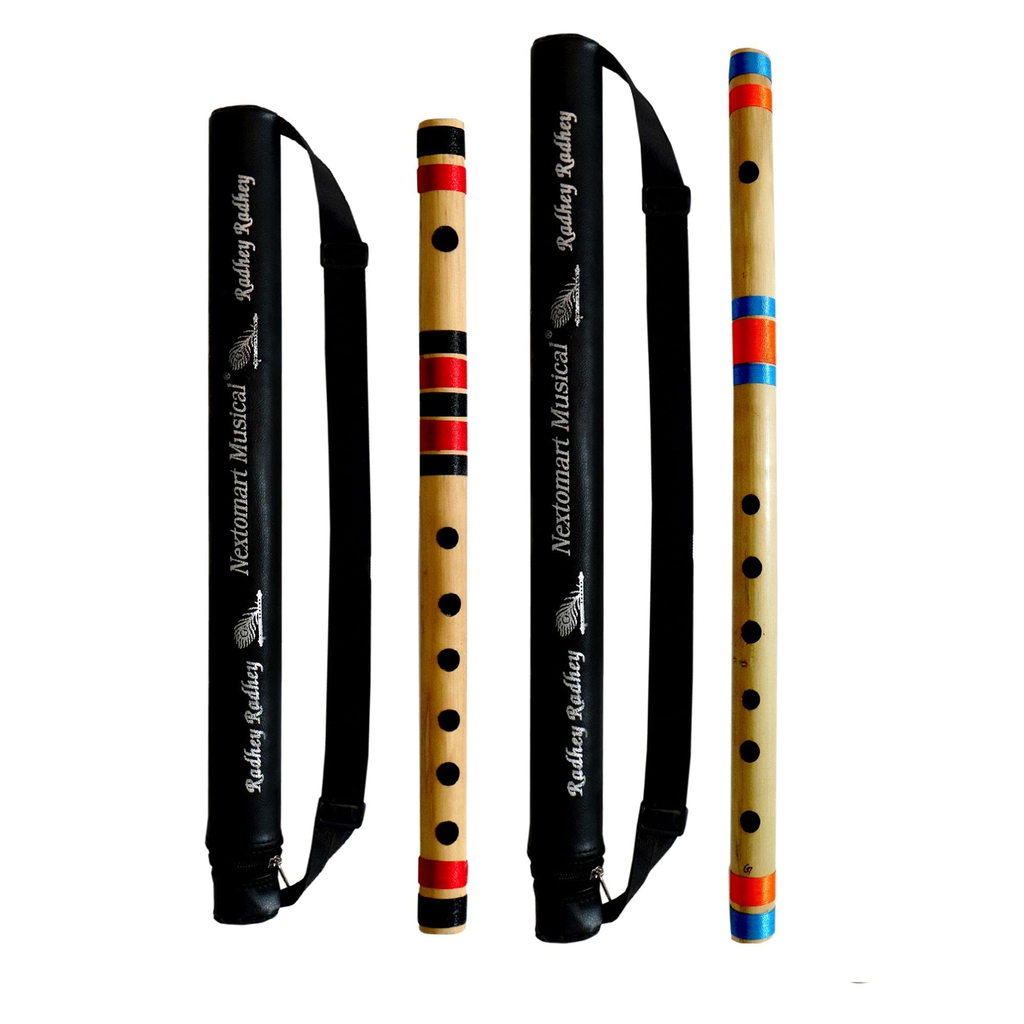 Craftopia - Flauta combinada musical india escala C, 6 agujeros (14 pulgadas) y escala G, 7 agujeros (17 pulgadas), flauta de bambú Bansuri con bolsa de transporte gratis