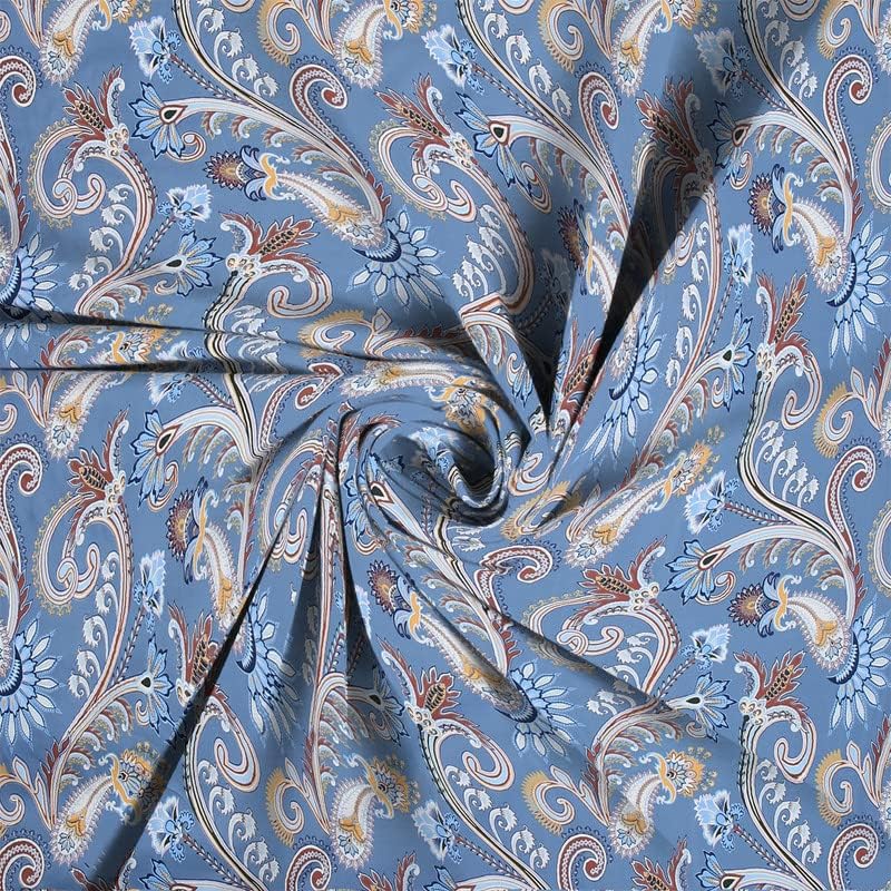 Image of NHD HOME Premium Cotton Elastic Fitted Floral Bedsheets with 2 King Size Pillow Covers | Double Bed with All Around Elastic 220 TC Supersoft |Size-72 King Sizex78+10 inches | Blue, Traditional Prints