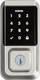 Weiser Halo Satin Nickel WiFi Smart Lock, Keyless Entry Door Lock, Touchscreen Keypad Door Lock, Amazon Alexa & Google Assistant/Google Home Compatible, Deadbolt Lock, Smart Locks for Entry Door
