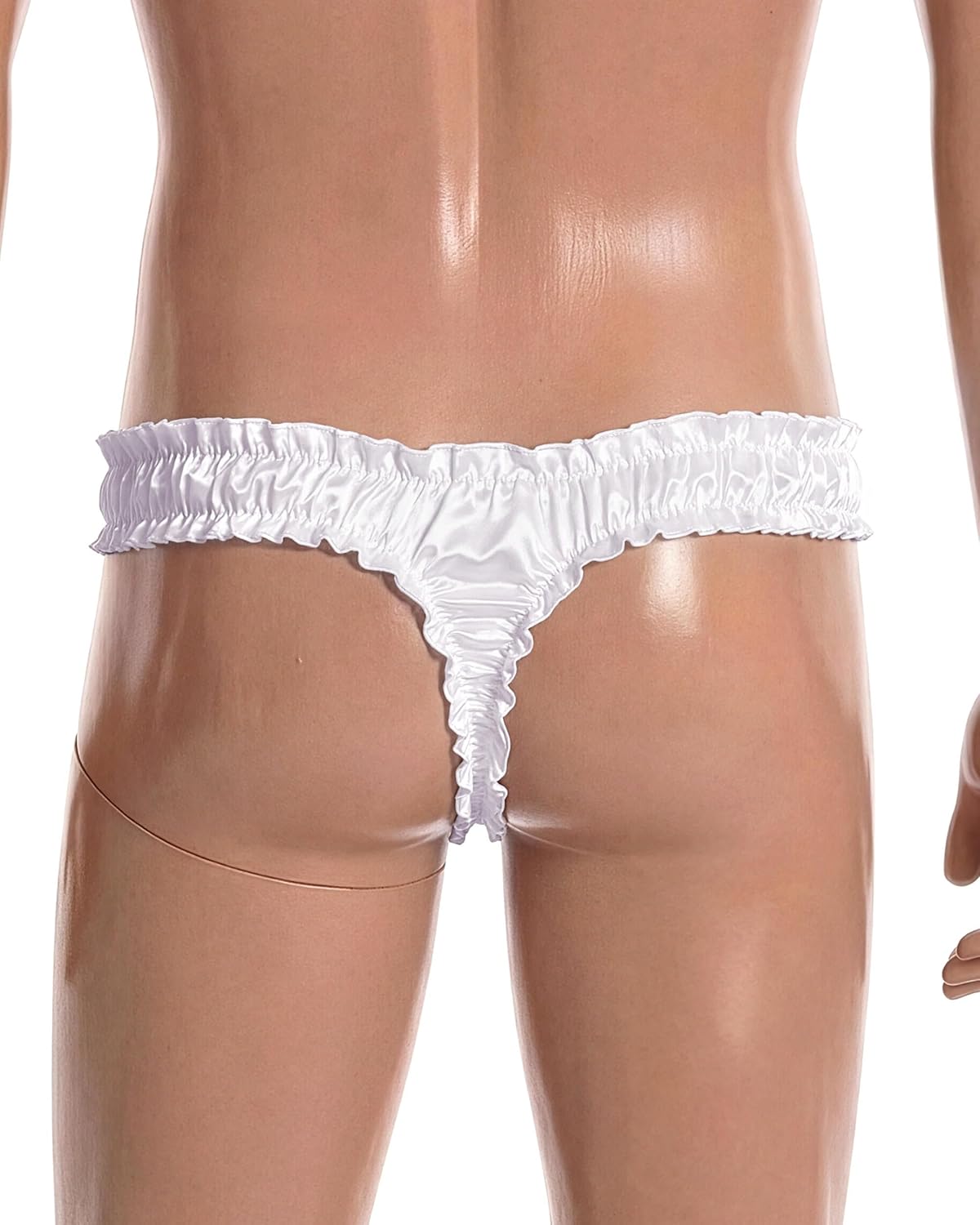 Satini Men's Satin Ruffle Sissy Thong Tanga Knickers Briefs Panties - Image 3