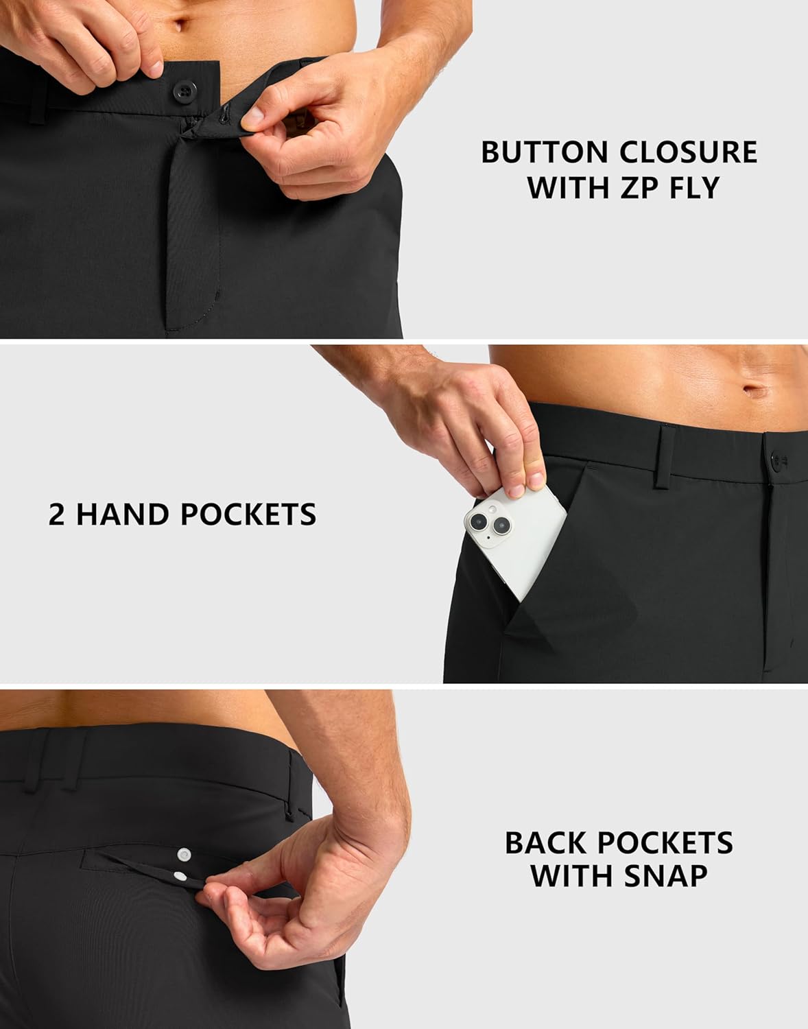 Soothfeel Men's Casual Shorts 7"/ 9" /11" Golf Shorts for Men Flat Front Dress Work Shorts Lightweight with 3 Pockets - Image 3