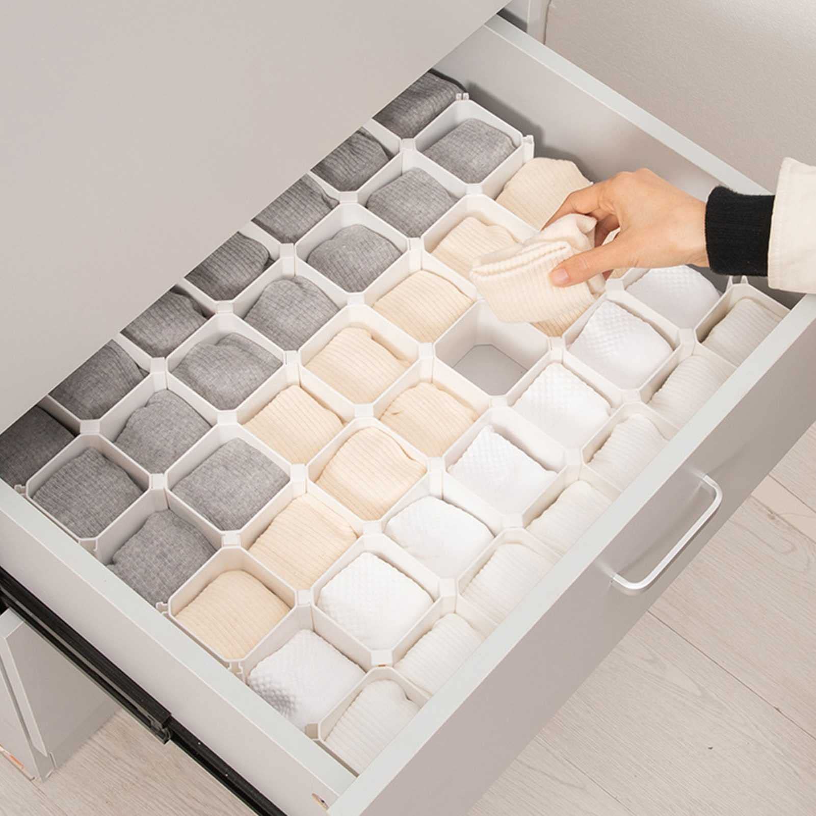 36 Trous Réglable Tiroir Réglable Dépôt de tri, Organisateur en Plastique, Combinaison Libre, for la Culotte sous-vêtements Chaussettes Boîte de Rangement de Treillis