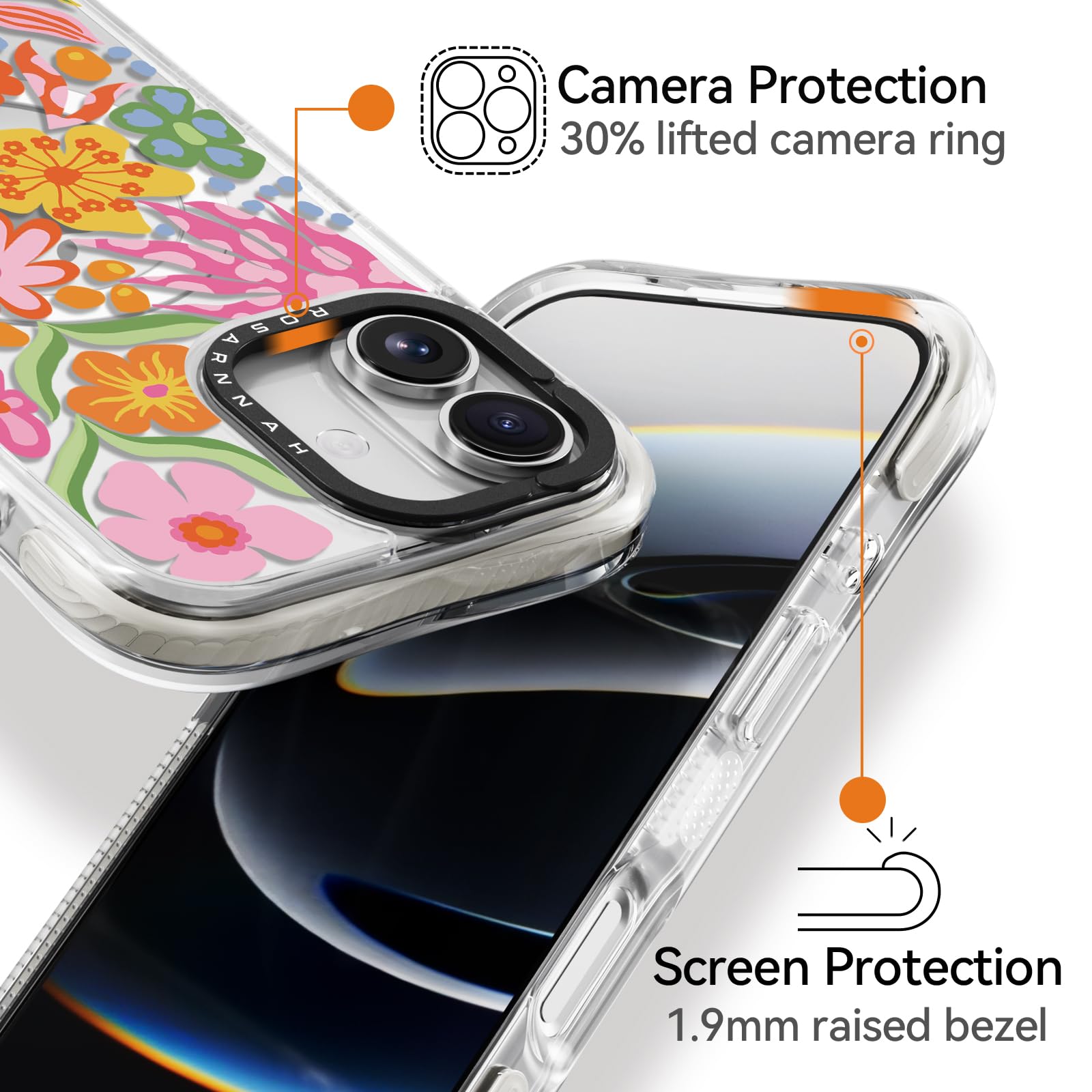 Rosarnnah Bonita funda para iPhone compatible con Magsafe - Protección contra caídas de grado militar de 20 pies a prueba de golpes - Divertido diseño de flor de la pasión para iPhone (6.1 pulgadas