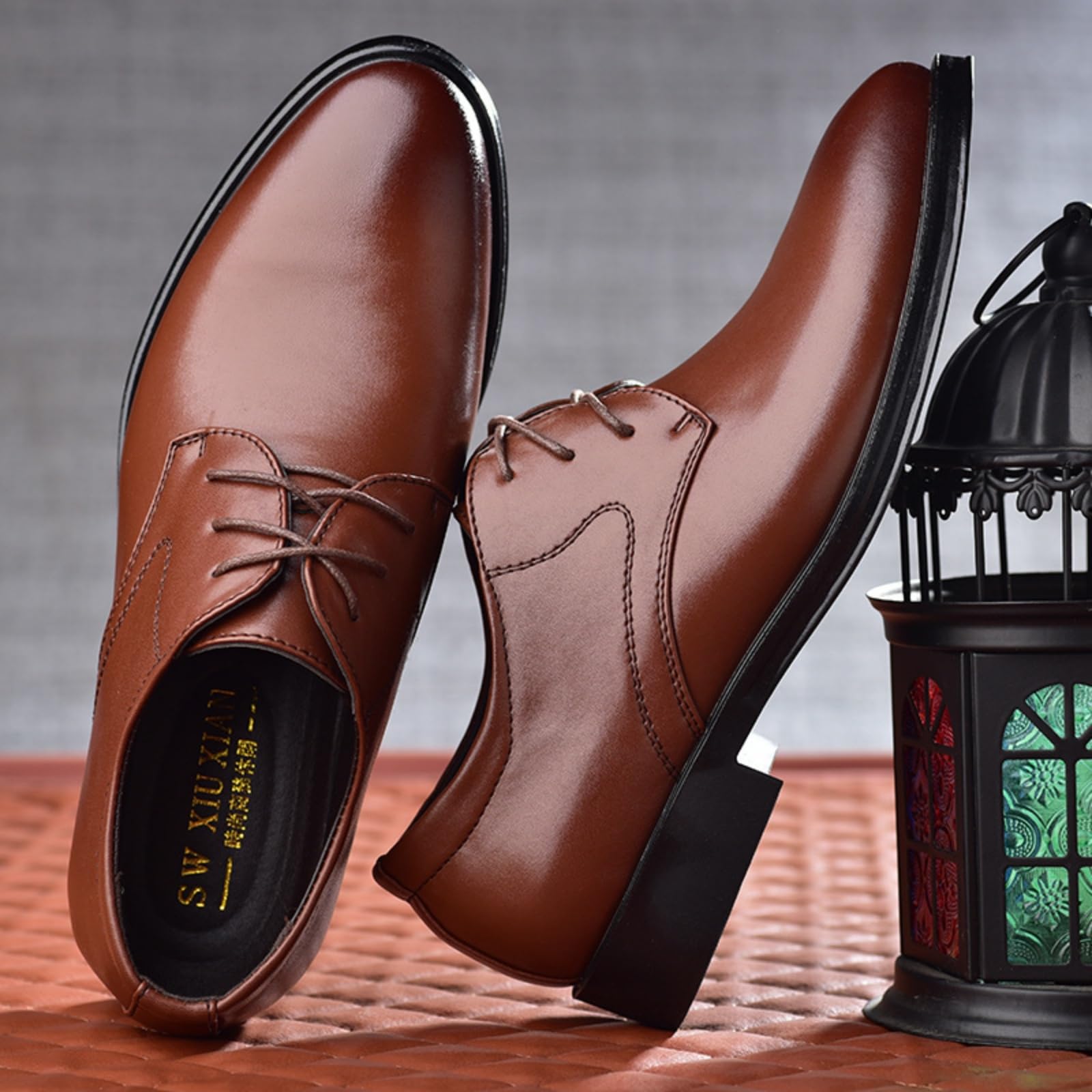 Hixingo Chaussures Habillées Oxford en Cuir pour Homme, Chaussures Ville Homme 38-49 EU Derby Masculin Basse Business en Cuir Confortable Antidérapantes pour Mariage, Officiel