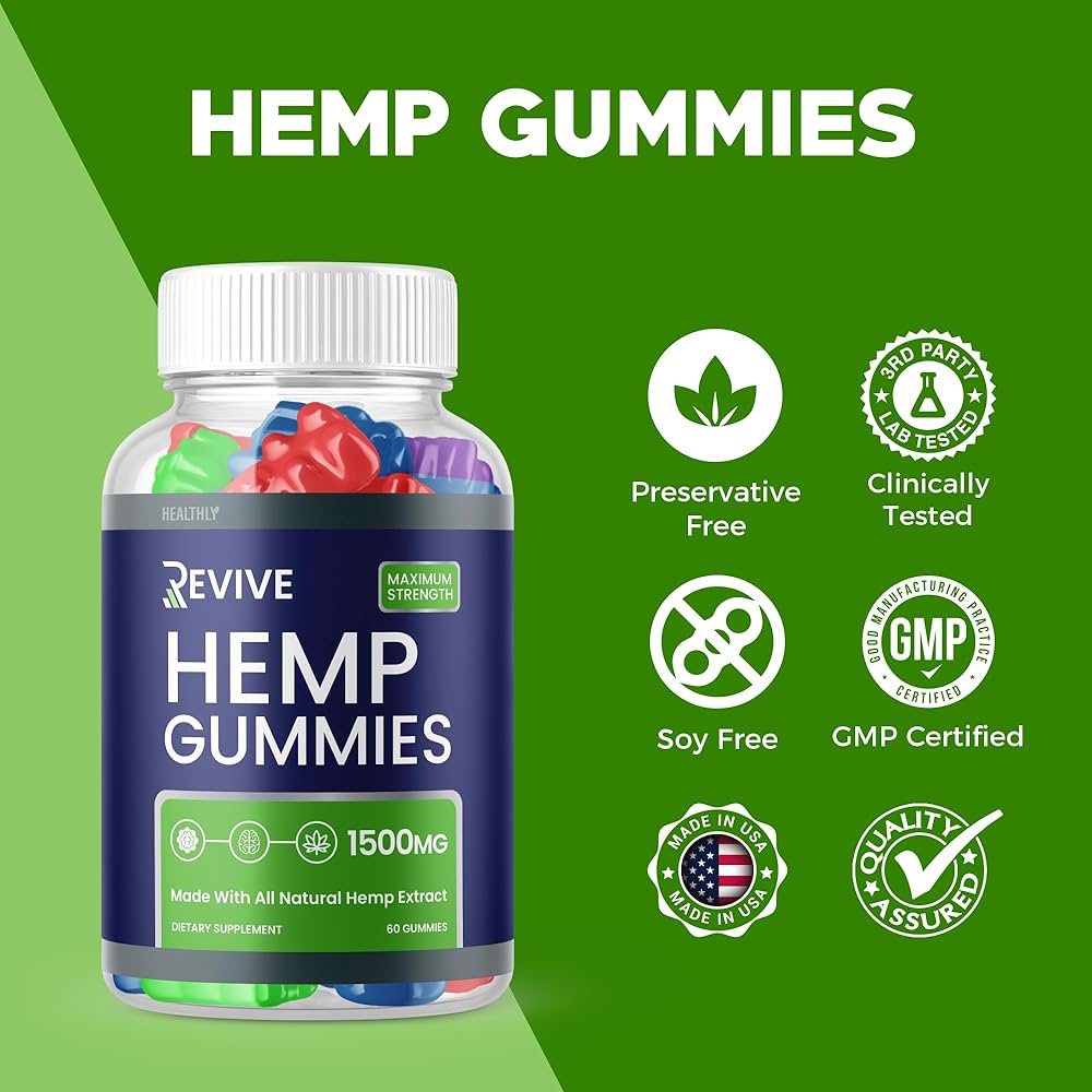 Amazon.com: (3 Pack) Revive Gummies - Revive Hemp Gummies Premium Hemp Blend, Revive Hemp Advanced Formula Hemp Extract Supplement, Revive Hemp Gummy Big Size 25mg Per Gummy, 1500mg Per Bottle New (180