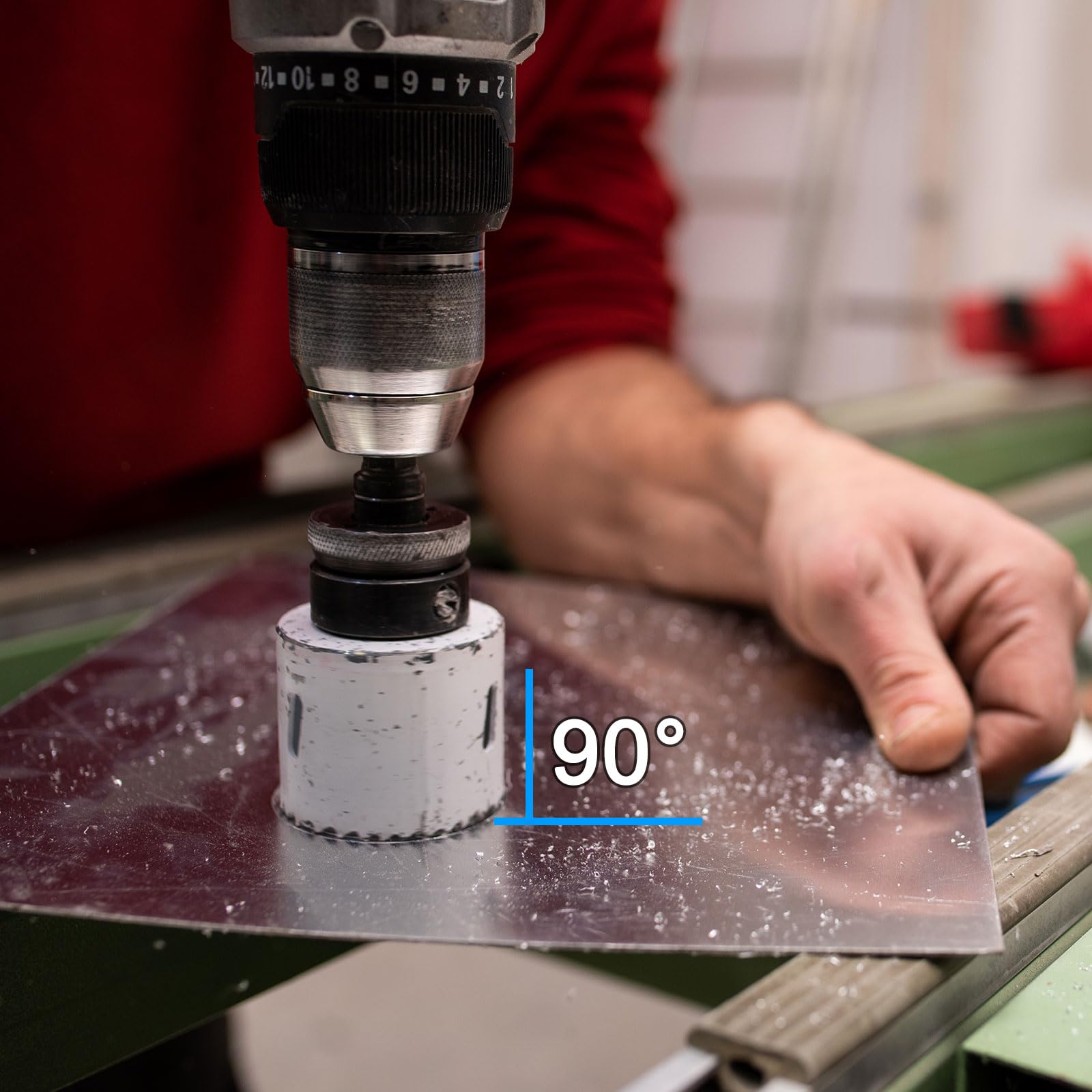 sourcing map Kit di seghe a tazza bimetalliche da 254 mm con 1 albero esagonale da 1/2", 5 punte da trapano centrali da 1/4", 2 molle, 1 chiave per legno, plastica, metallo morbido