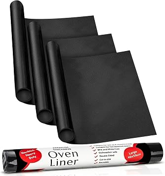 Large Oven Liner 3 Pack - Extra Thick 40x50cm Non-Stick Oven Liners for Fan Assisted Ovens - Reusable Mats for Bottom of Oven - Easy-Clean, BPA and PFOA Free Oven Protector Sheets