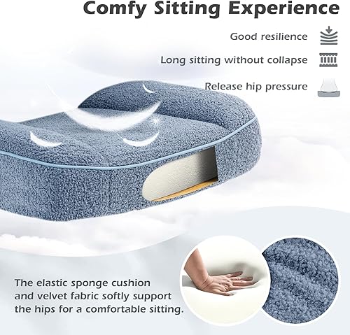 Miniatura 6 de SEATZONE Sillas de escritorio de oficina en casa con ruedas y reposabrazos, silla de oficina, cómoda malla ergonómica con tela polar de peluche,