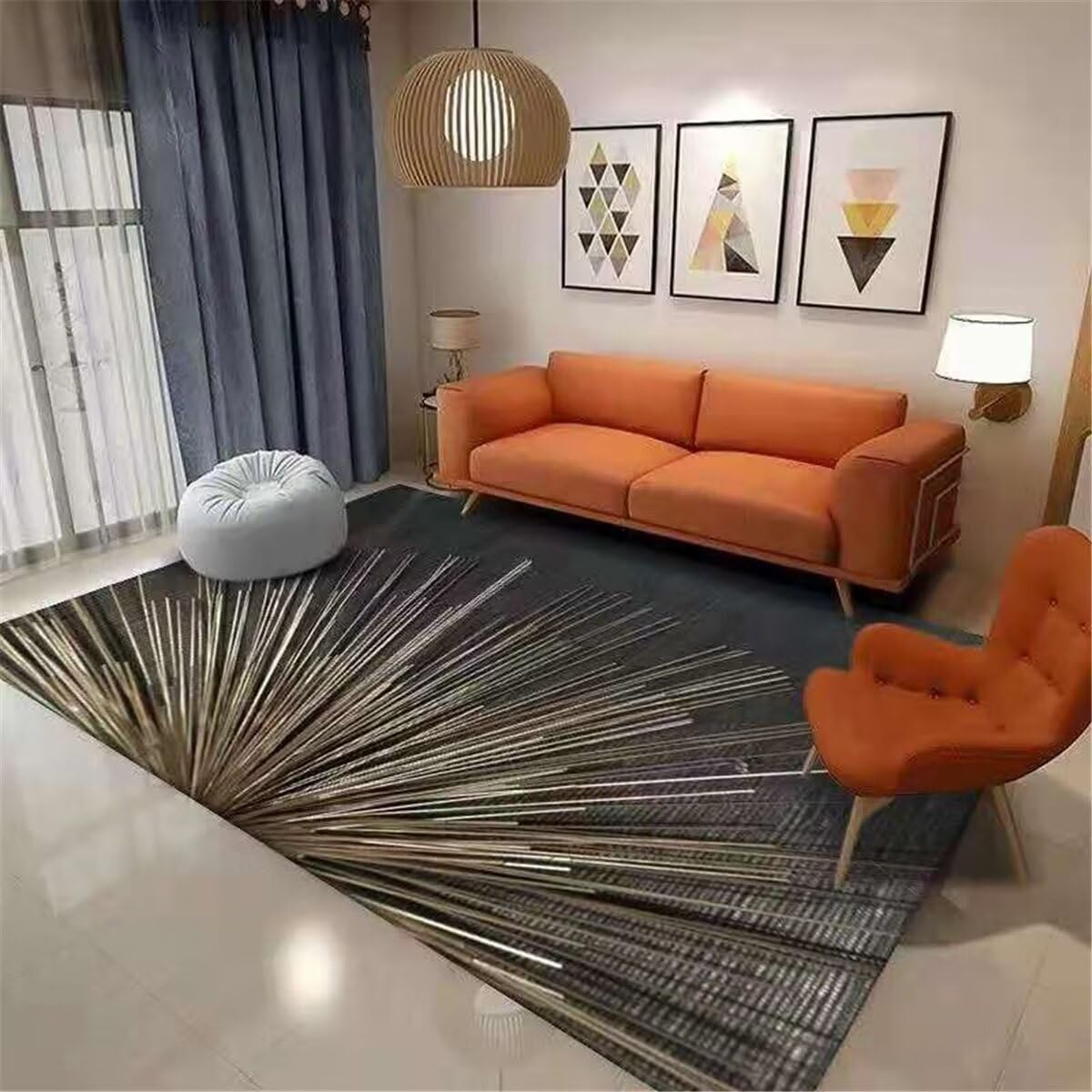Moquette sol gris de luxe 60x90 cm lavable pour salon et chambre