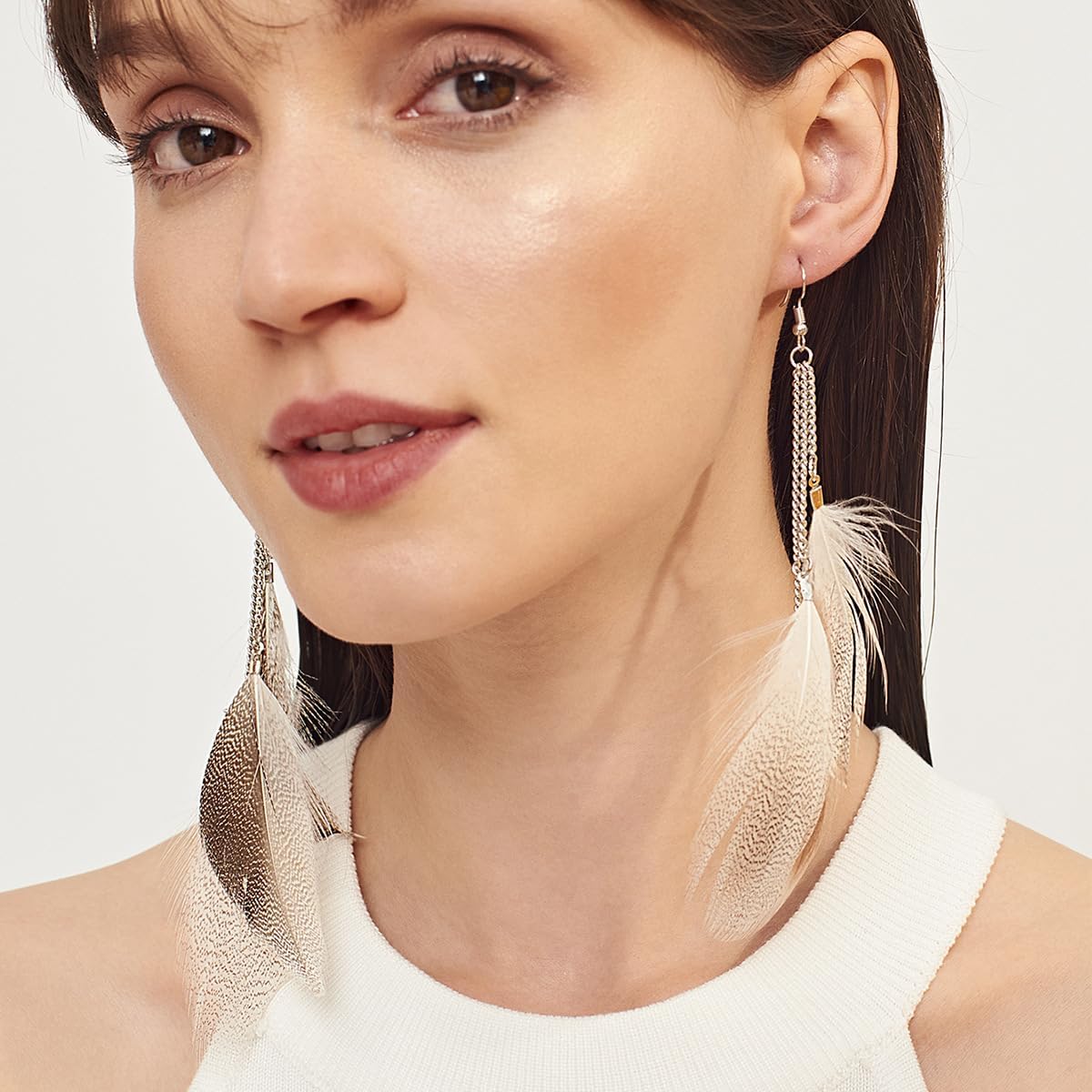 Boho Colorful Feather Dangle Earrings Handmade Beads Taseel Fashion Earrings for Women - Image 4