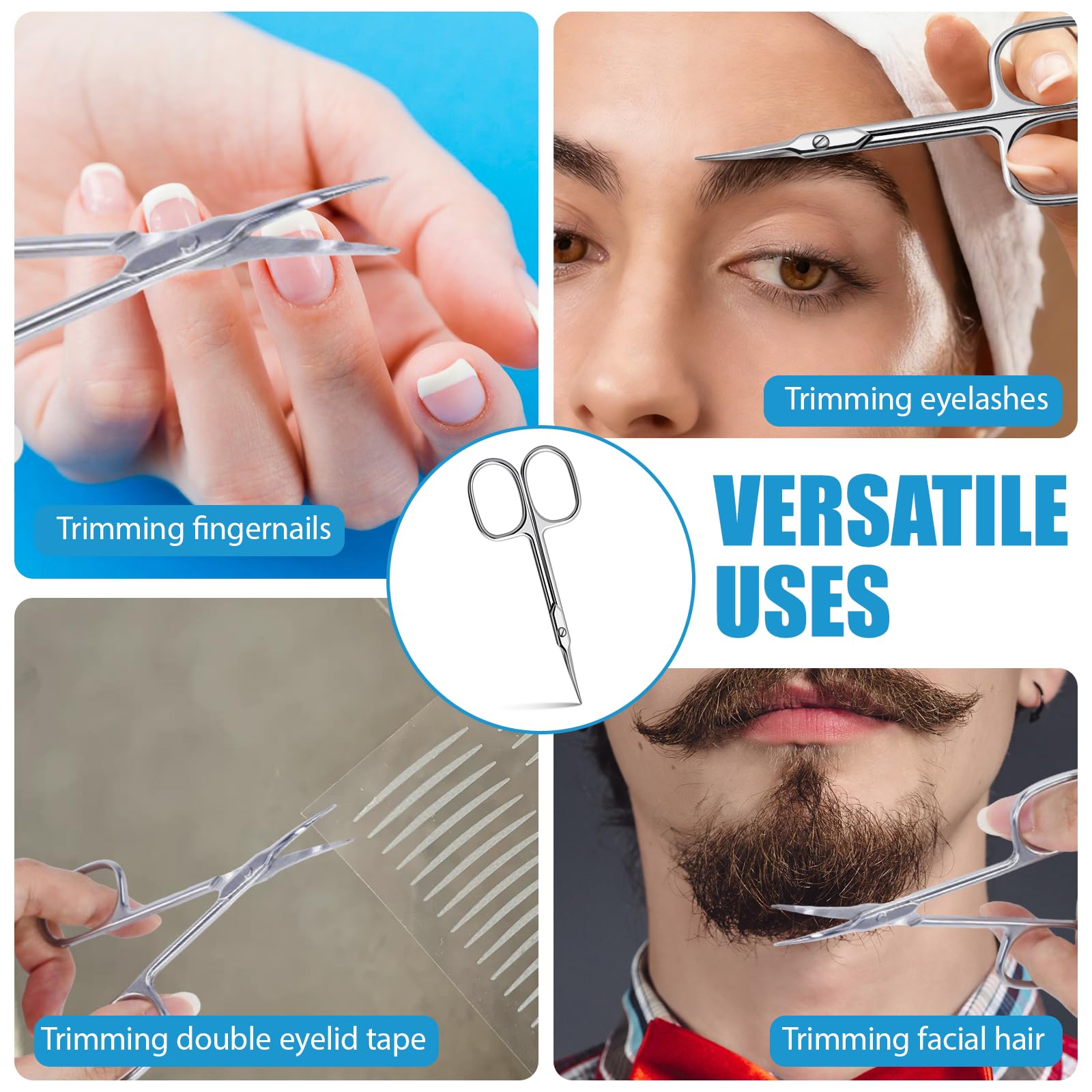 2 PCS Ciseaux à Cuticules Professionnels, en Acier Inoxydable, Ciseaux de Précision à Lame Courbée pour Manucure et Pédicure, Ongles, Sourcils, Soins Beauté Professionnels