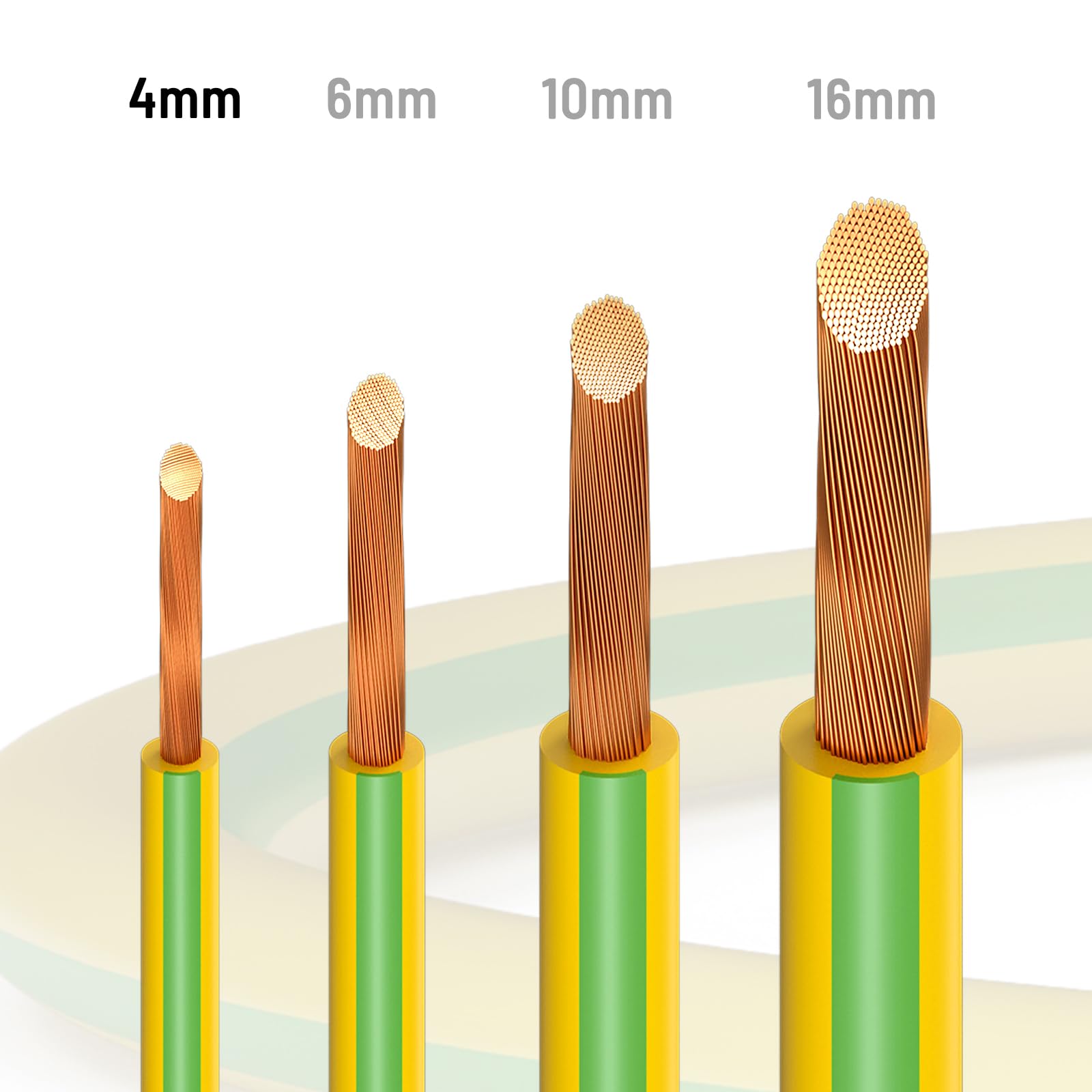 hb-digital Cable de toma de tierra de 100 m, 4 mm², H07V-K, cable de cobre flexible, cable de toma de tierra PV para energía solar fotovoltaica, eléctrica, cable de alambre fino, 1 x 4 mm², PVC, verde