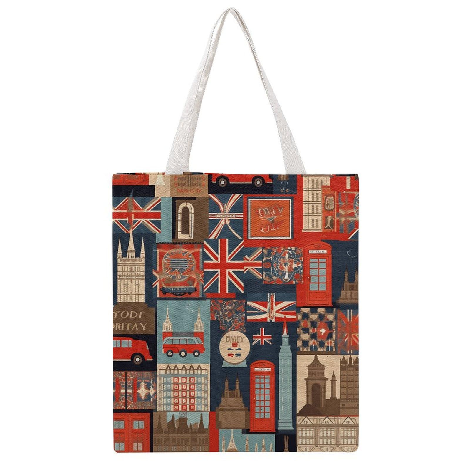 QMKVBSN Large Grocery Bags Beach Tote England Symbols Shopping Bag for Women Shoulder Bag for Travel Work Handbag