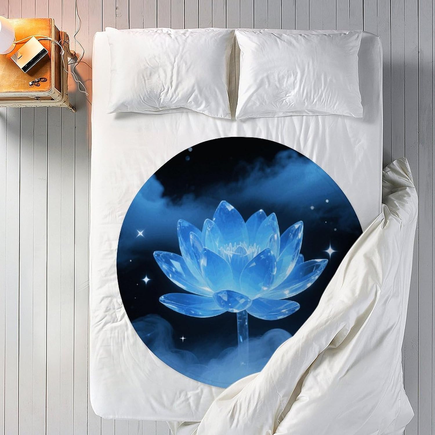 Flowers Throw Blanket Round Beach Towel | 59.1 Inch Circular Flannel blanket Large Soft Beach Blanket Lightweight Foldable Beach Towel Throw for Daily Leisure Use