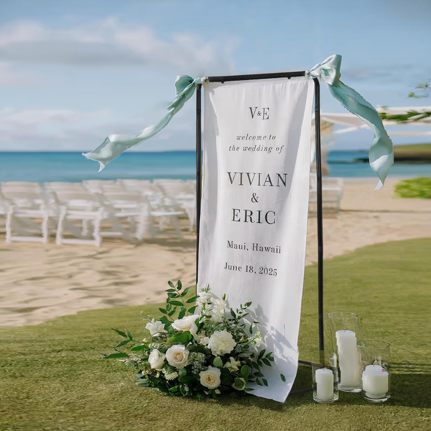 Sign holder, Adjustable Wedding Sign Holder, Welcome Sign Stand With Leather Sign Hanging Straps, 68”x31”x 20” Heavy Duty Ease Sign Stand for Wedding, Bridal Shower, Birthday Party, Baby Shower or Any Event (Black, M)