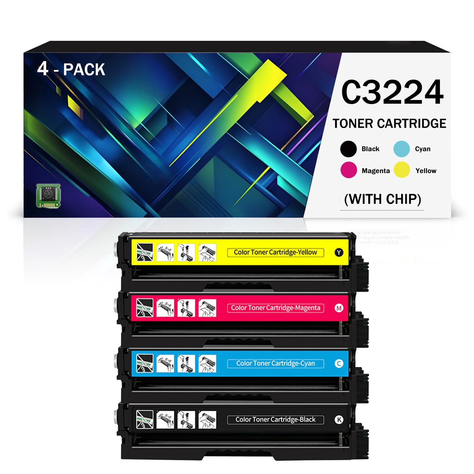 Cartouche de toner C3210 compatible Lexmark C3224 et MC3224 pack de 4 couleurs