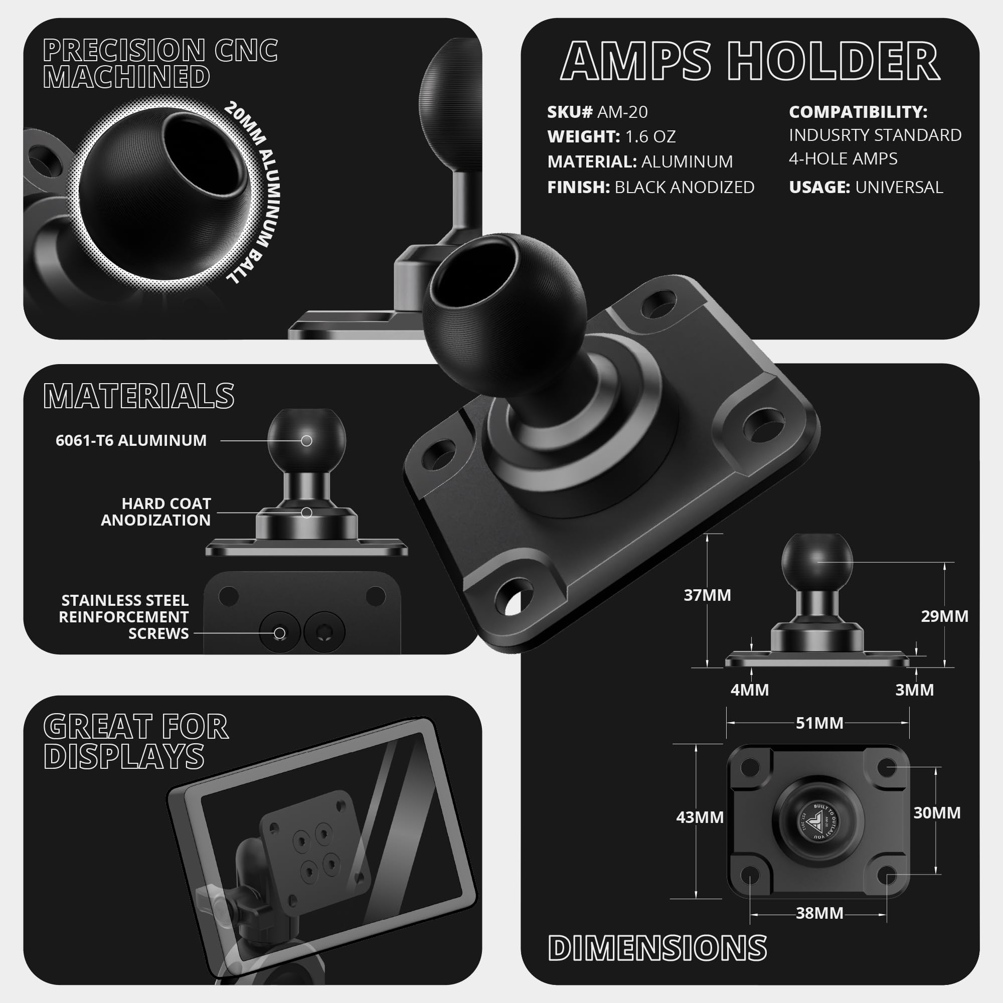 Tackform AMPS Mount - 25.4mm/1"/B-Sized System Compatible