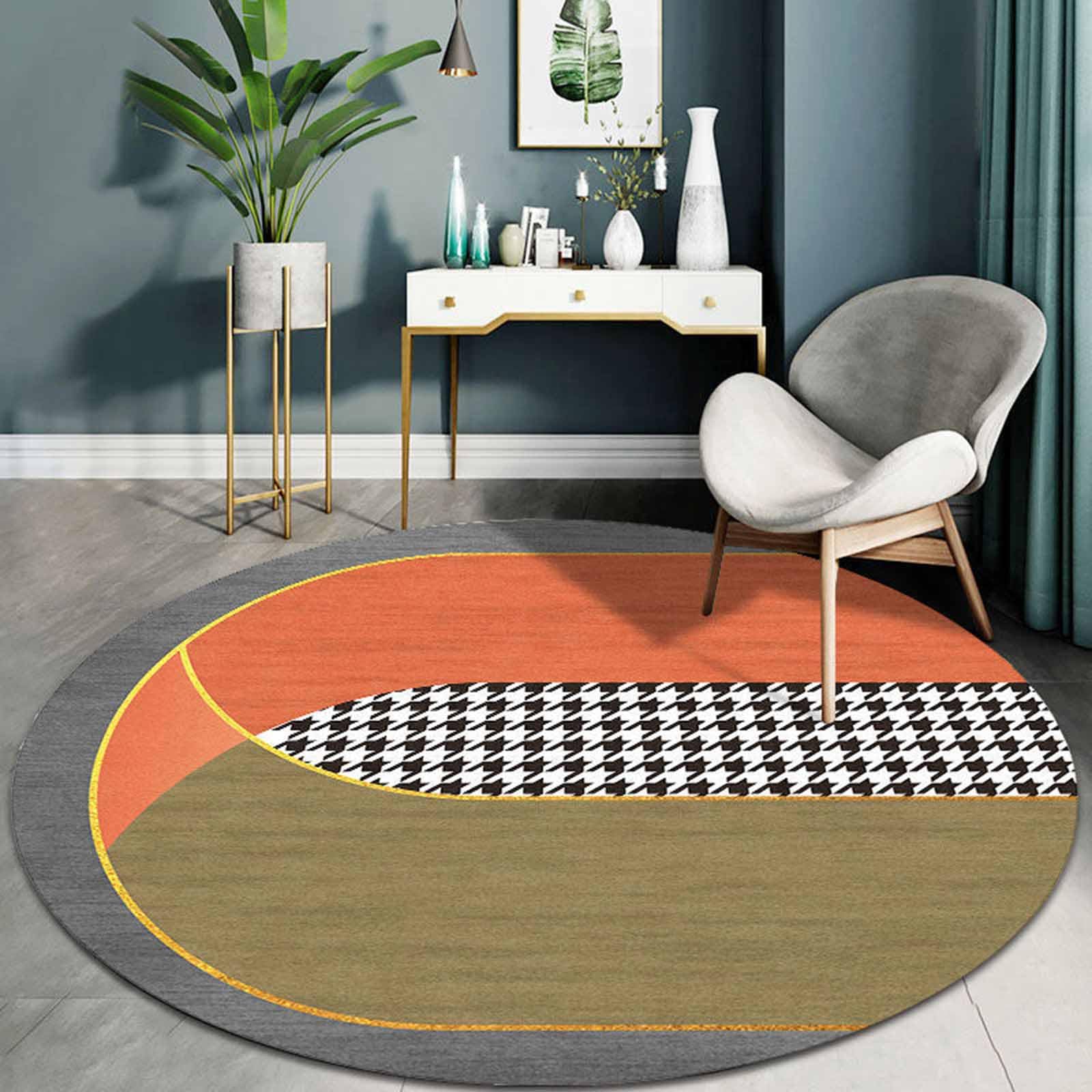 Tapis ronds pour salon moderne orange et gris afin de sublimer votre déco