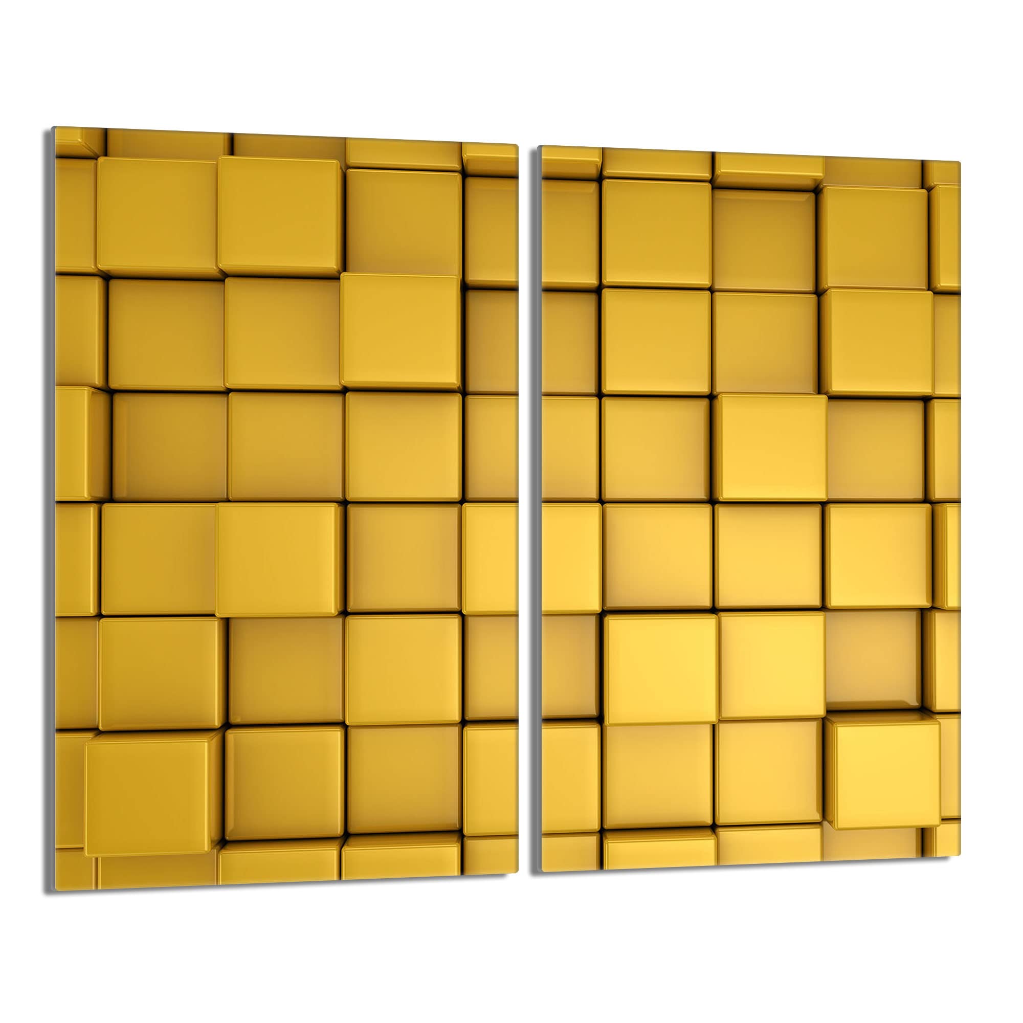 Herdabdeckplatten 2 Teilig 2x30x52 cm Ceranfeldabdeckung Küche Elektroherd Induktion Herdschutz Spritzschutz Glasplatte Schneidebrett, Stück Gelb