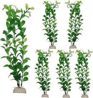 Fish Tank Decorations,Long Artificial Plastic Plants Aquarium Ornaments Green Color Accessories Set for Tropical Goldfish 6 Pack