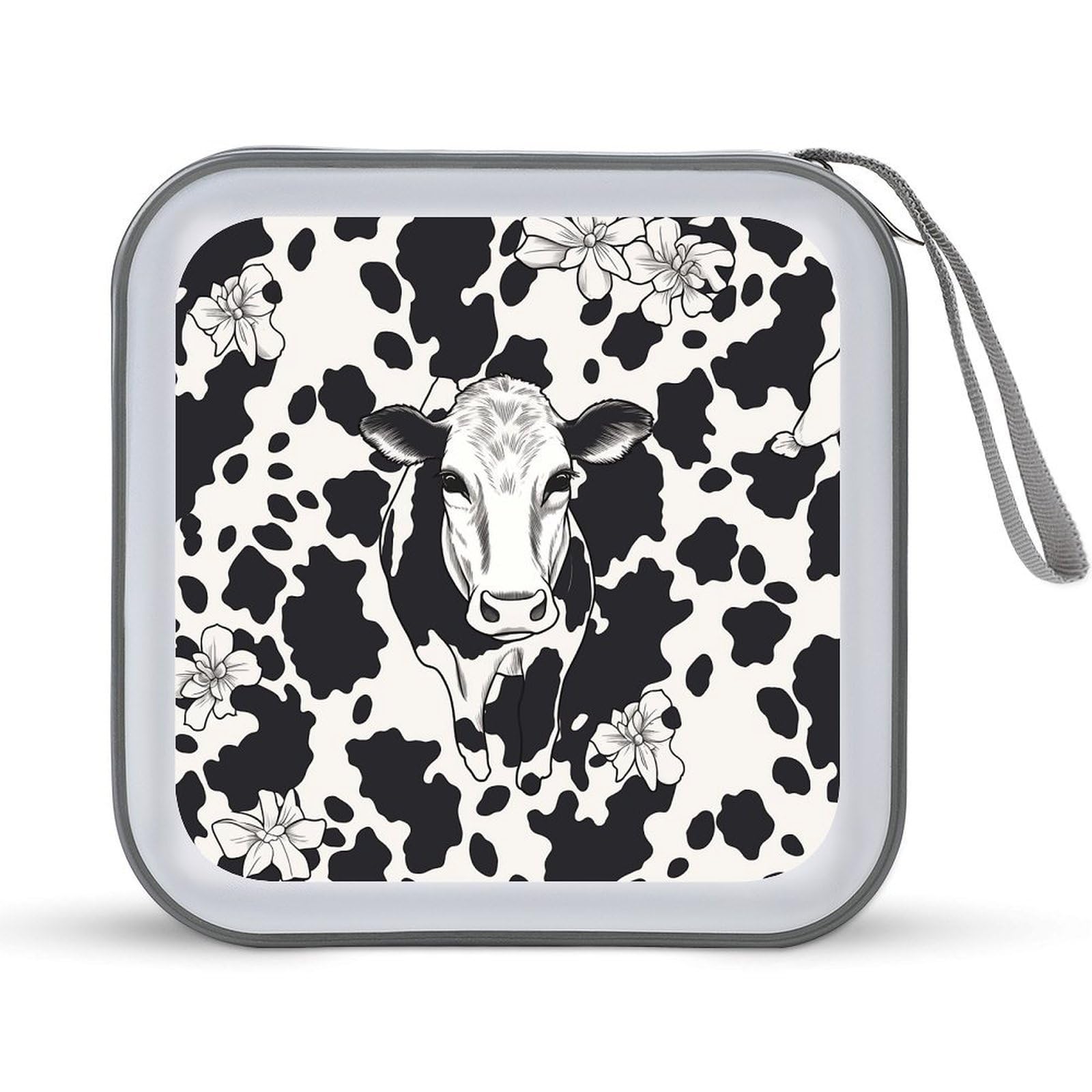 VstaDank - Black and white CD case with DVD cover, portable storage for carrying folders, large capacity for storage discs, hard plastic disc bag