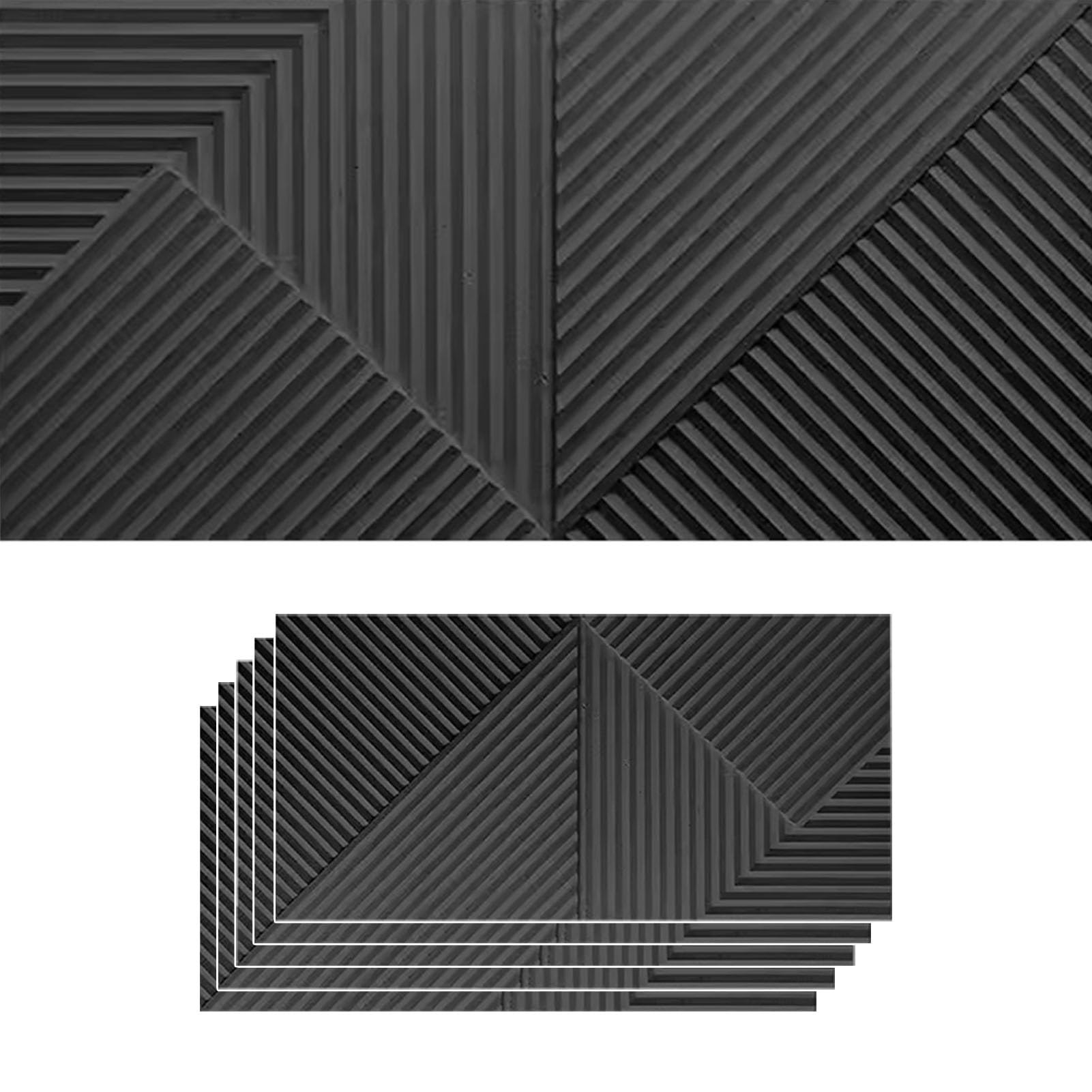 Vibeo Pannelli decorativi per pareti Pannelli Murali Effetto Pietra Naturale 3D, Pannelli Decorativi in ​​PU Impermeabili e Leggeri, Pannelli Decorativi per Pareti Interne(Black,5 pcs)