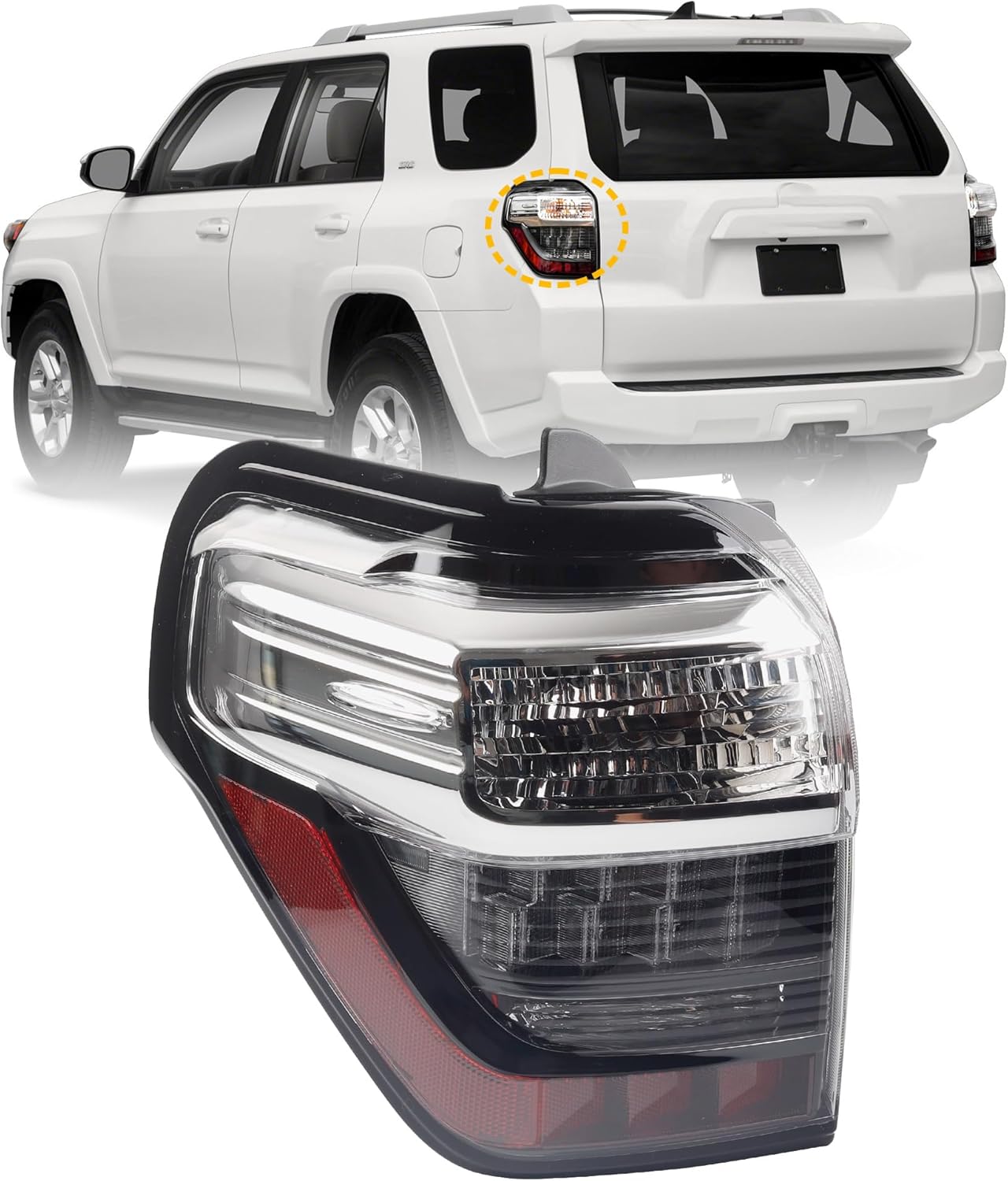 Dasbecan Left Driver Side Tail Light Compatible with 2014-2024 Toyota 4Runner Rear Tail Lamp Replace# 8156135392