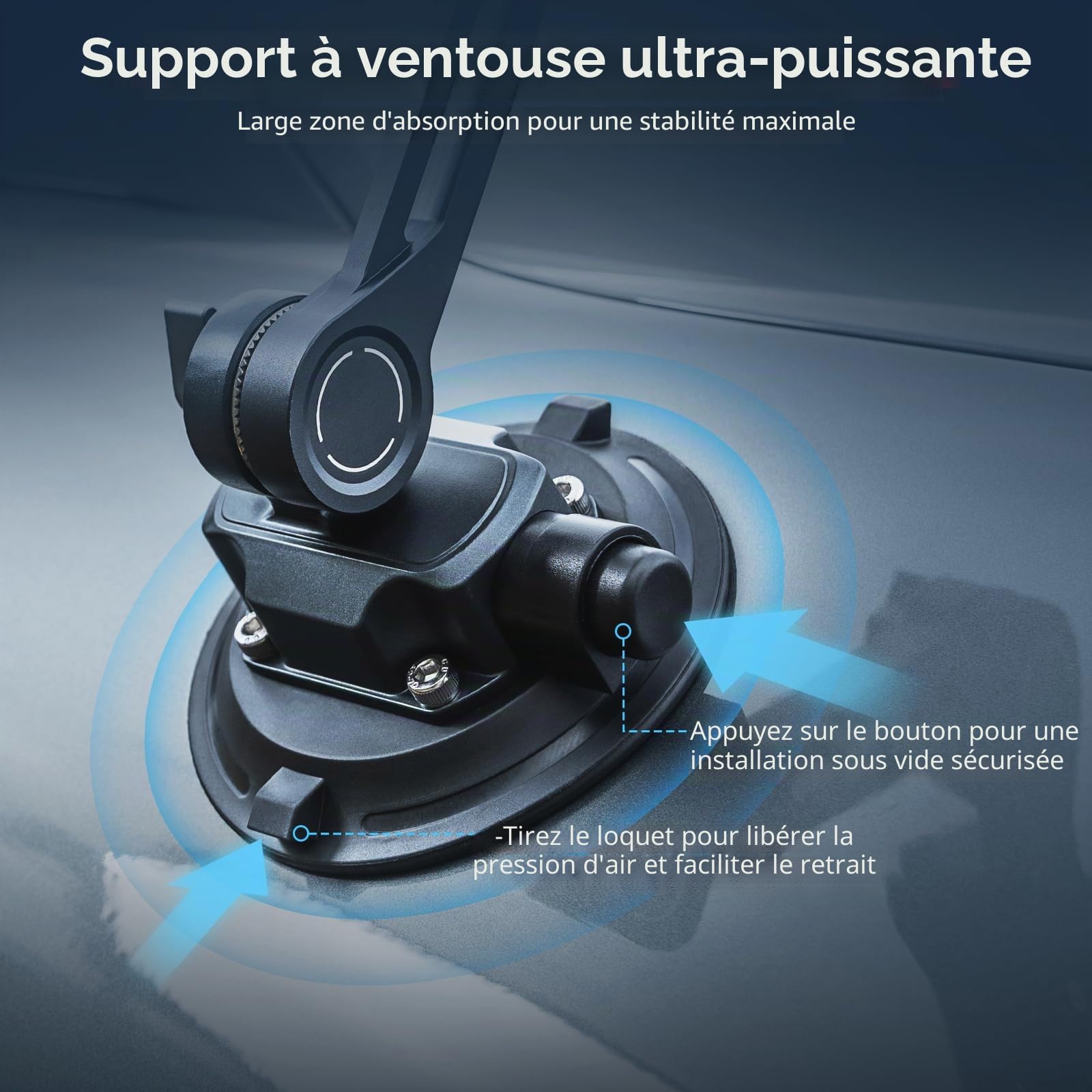 SMALLRIG Mini Bras Amortisseur, Ventouse 4 Pouces, Double Ressort et Amortissement Hydraulique, Support Voiture pour DJI Osmo Pocket 4/3, pour Insta360 Luna Ultra X5, avec Sac de Rangement - 5123
